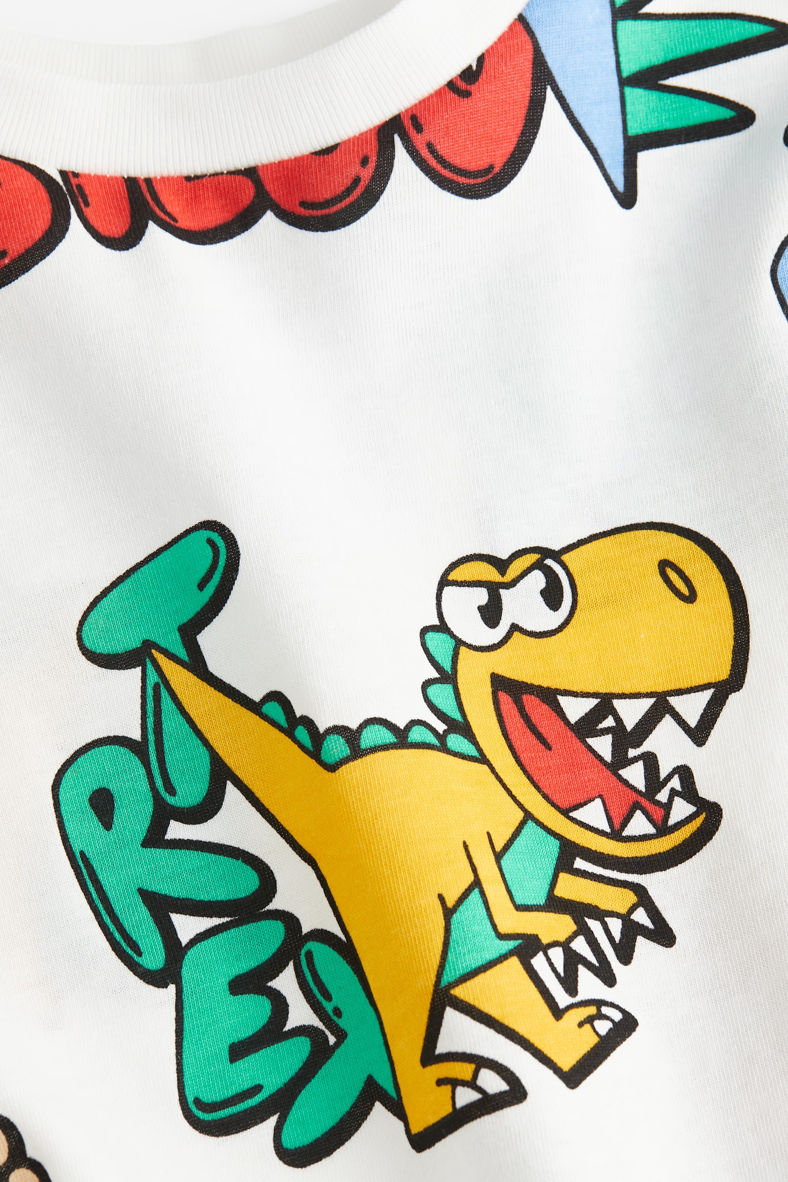 Cotton Tee - White/Dinosaurs/Light green/Crocodile - 2