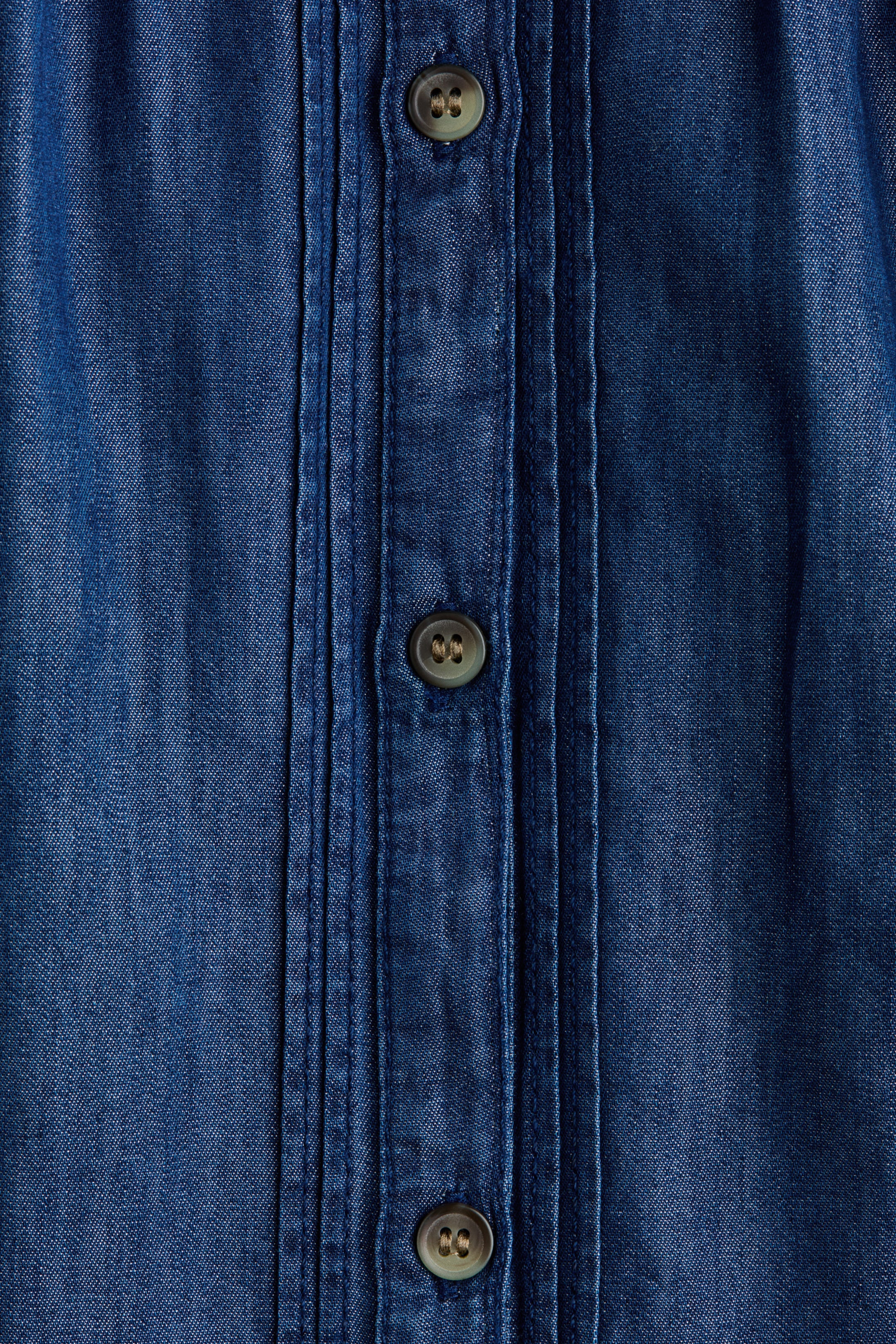 Xem ảnh lớn hơn: Áo kiểu denim có viền diềm nhún - Màu xanh denim đậm - Ladies | H&M VN 5