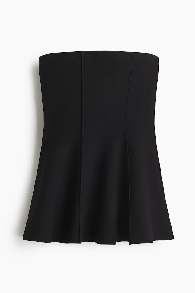 Peplum Tube Top - Black/Beige - 1