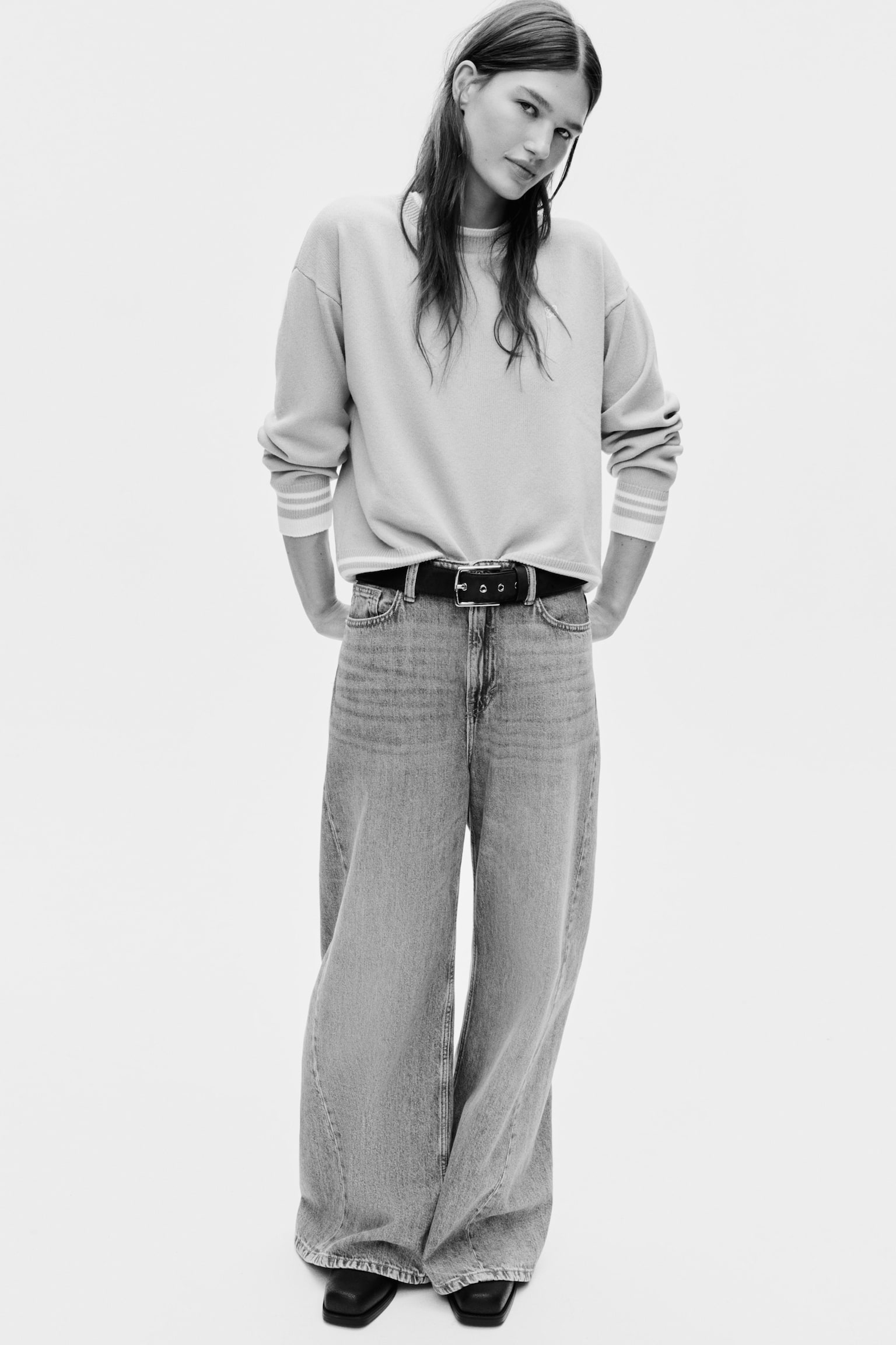 Pull à effet superposé - Beige - 4