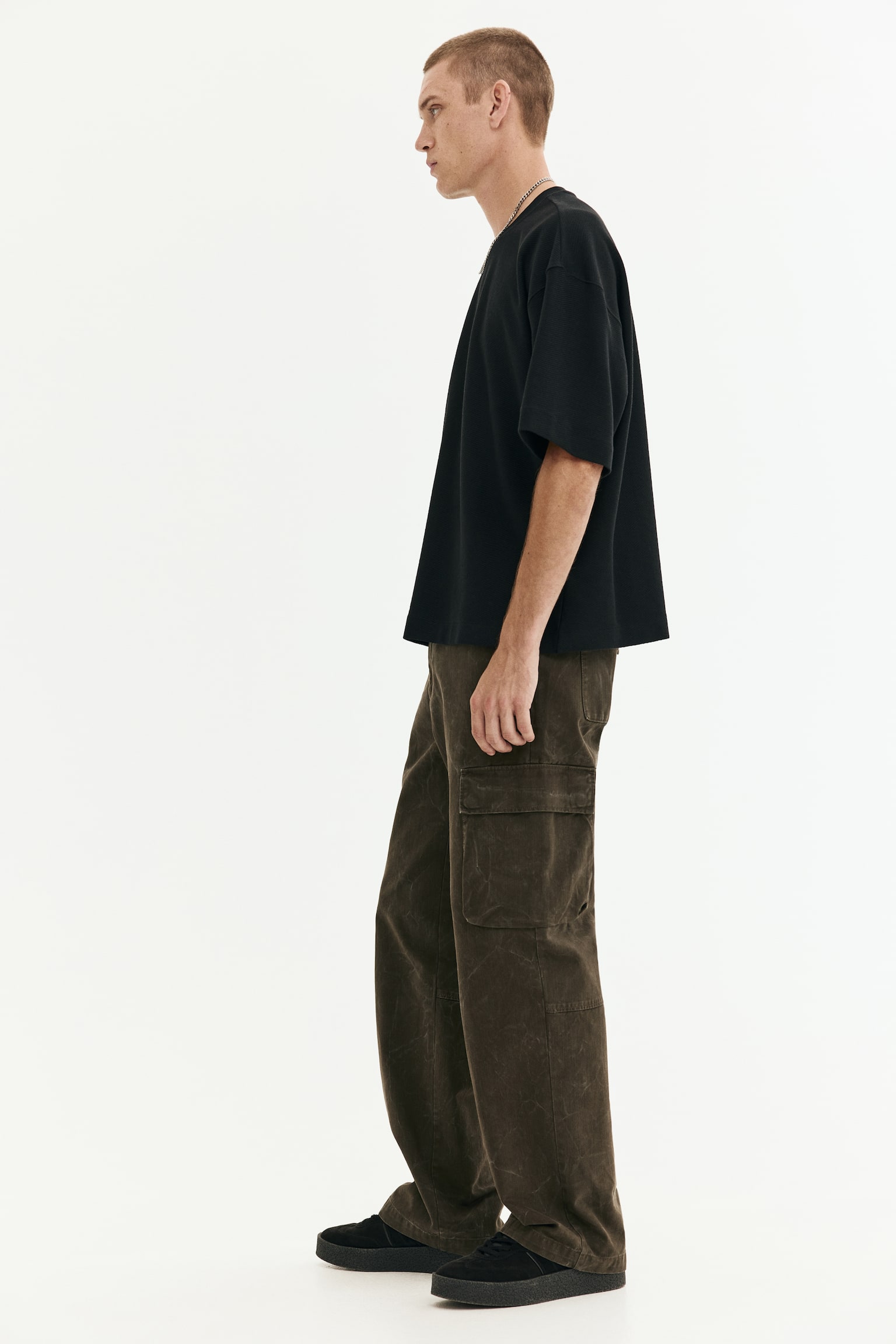 加大碼棉質T恤 - 黑色/白色/咖啡色 - 5