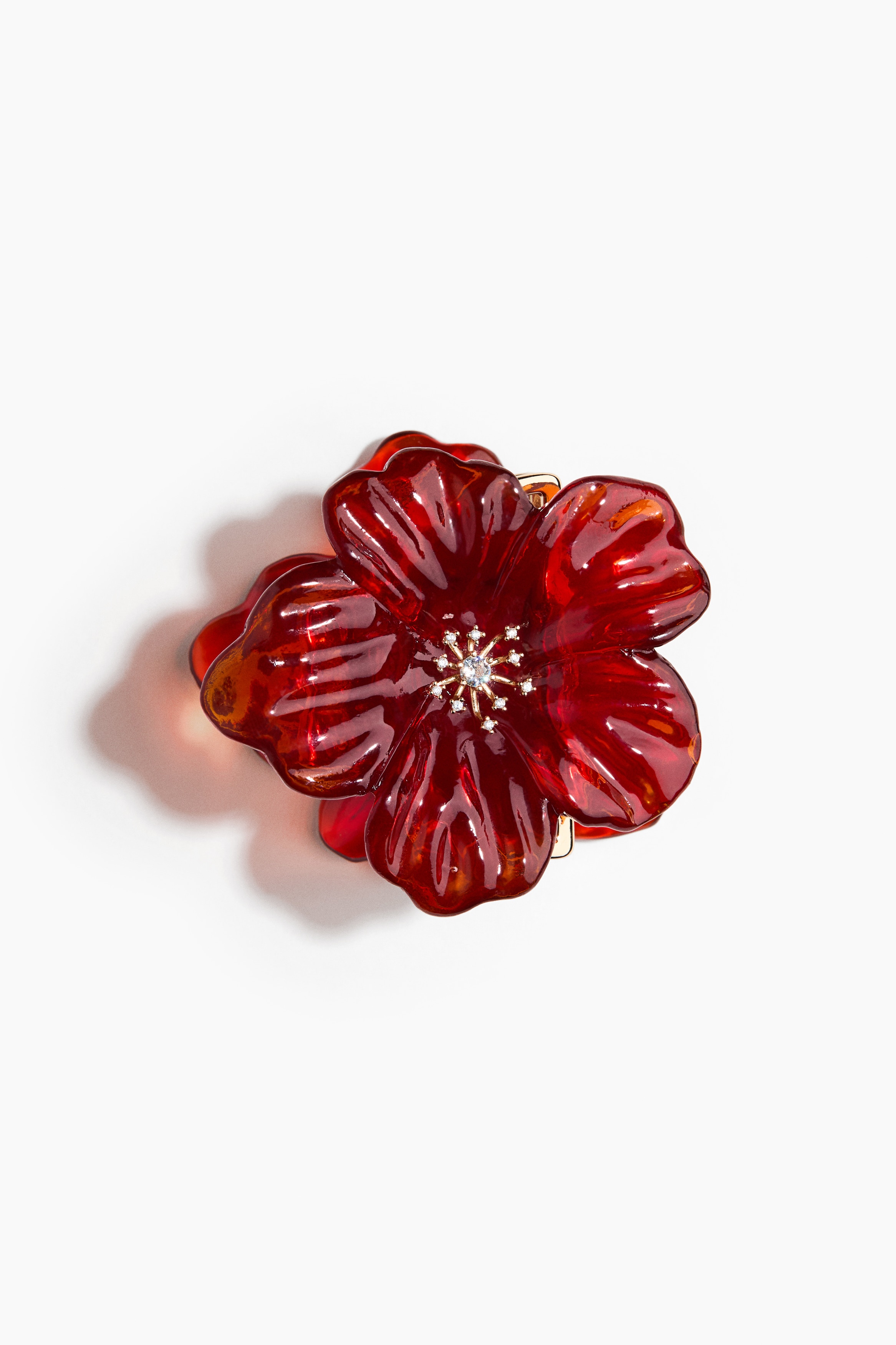 Flower-shaped hair claw - Red