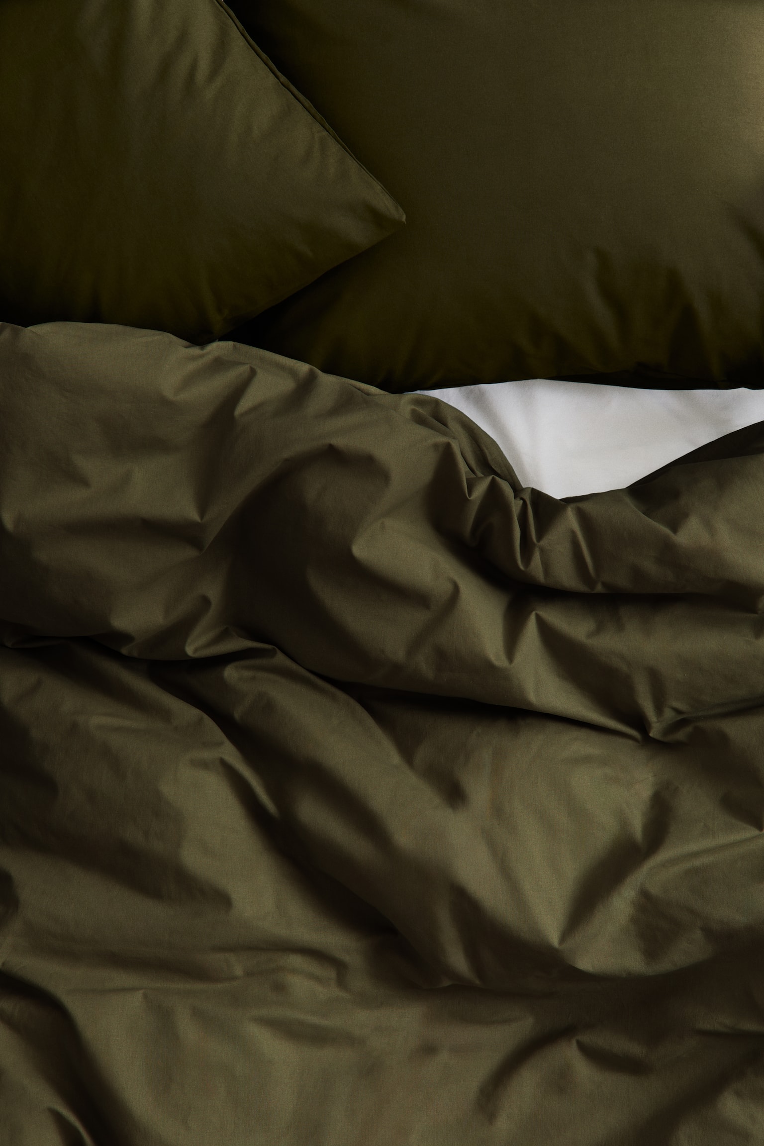 Cotton double/king duvet cover set - Dark green/Dark brown/Brown/Sage green/Olive green/Orange/Dark green/Light beige/Light pink/Light khaki green/White/Dark dusty pink/Greige/Light yellow/Dark red - 4