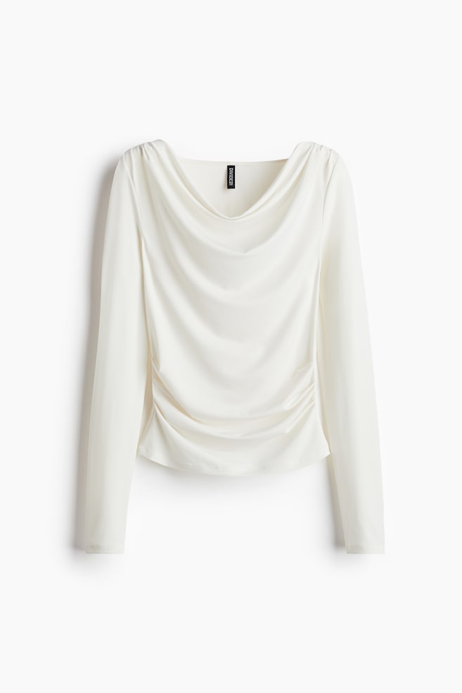 Draped jersey top - Cream/Greige/Snakeskin-patterned/Black - 1