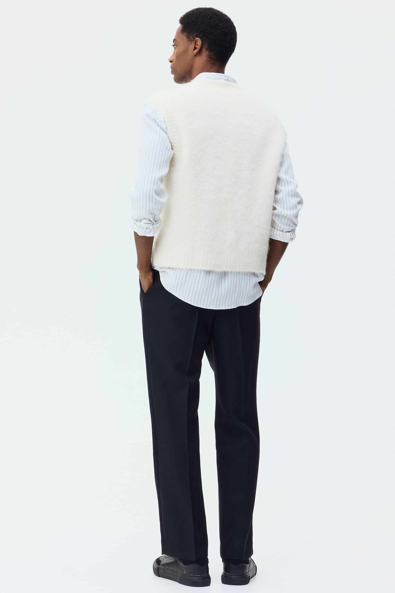 Loose Fit Alpaca-blend sweater vest - Krem - 4