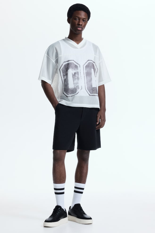 Shorts en punto texturizado - Negro/Blanco - 2
