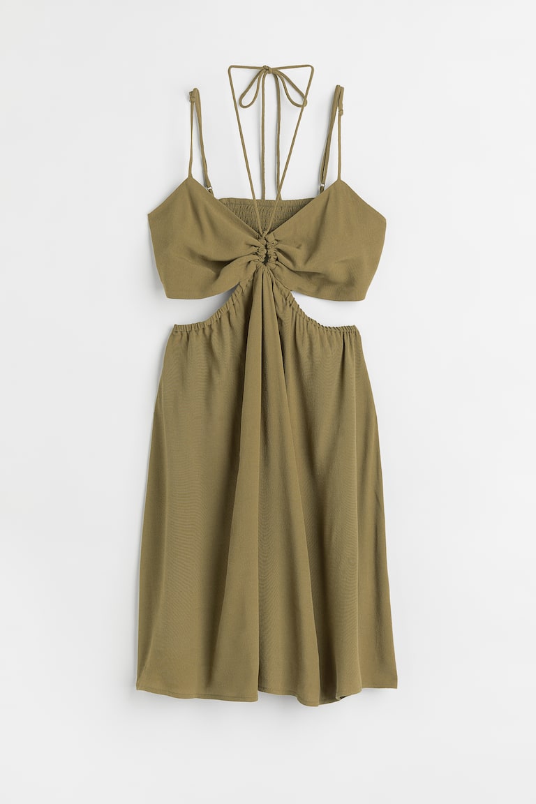 h&m green cut out dress H&m divided ribbed cut out dress green, Women's Fashion, Dresses & Sets,  Dresses on Carousell