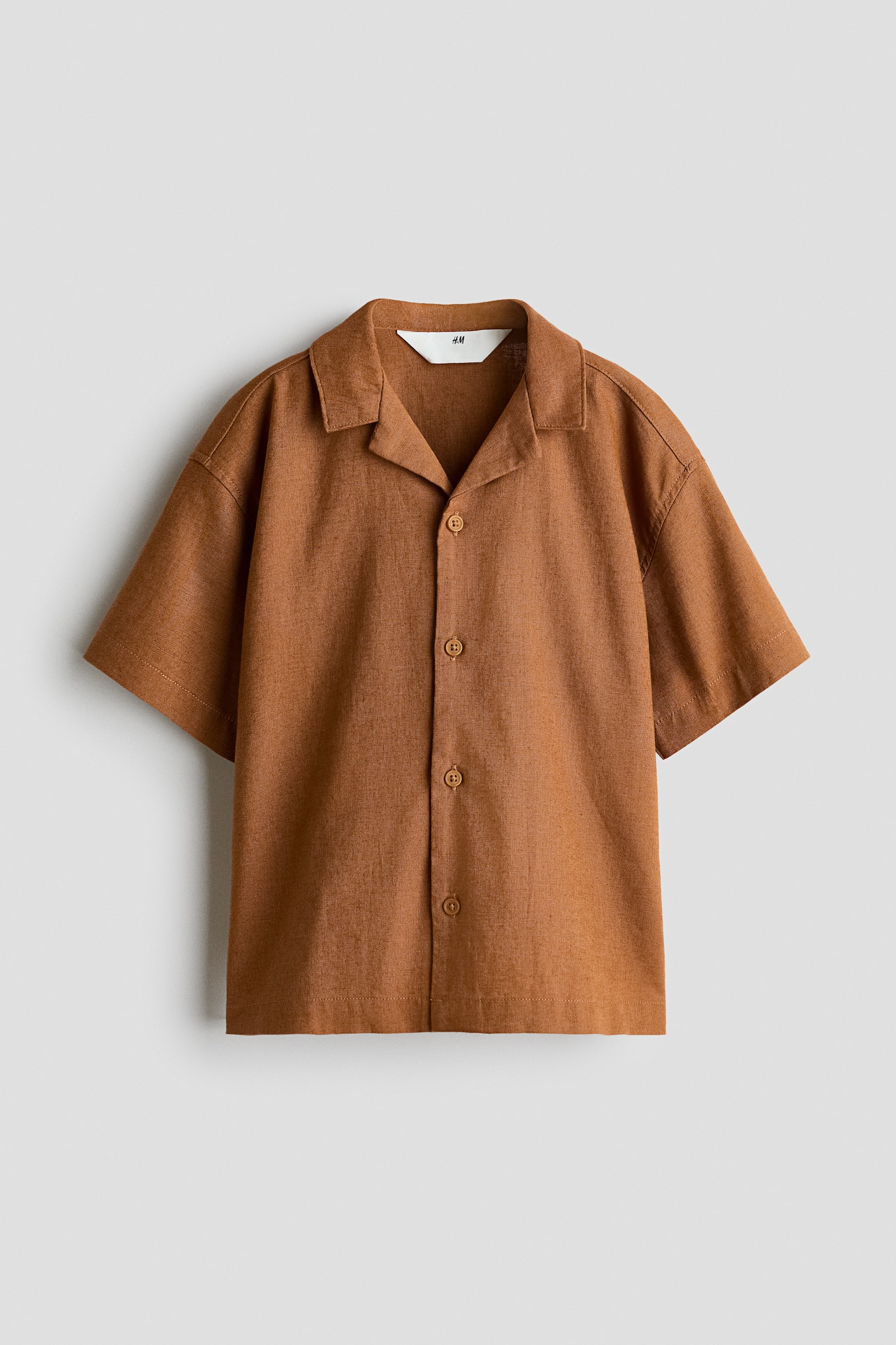 Linen-blend resort shirt - Brown/Light mole/Dinosaurs/Dark red/Dusty khaki green/Dark blue/Mole striped