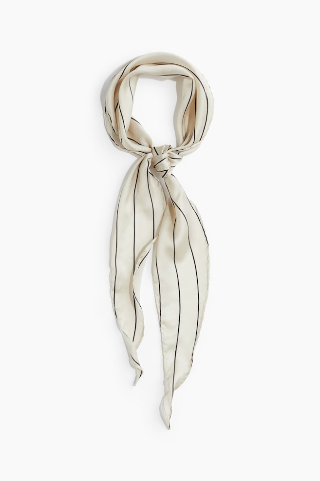 Diamond-Shaped Scarf - Light beige/striped/Gray/leopard print - 1