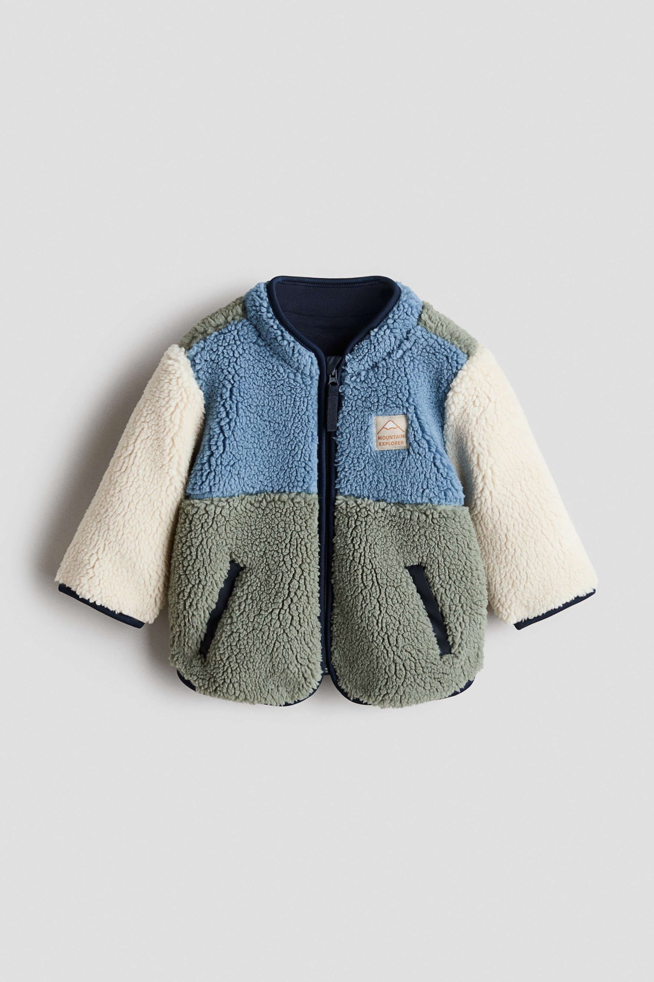 View larger image: Teddy jacket - Dusty blue/Colour block - Kids | H&M GB 1