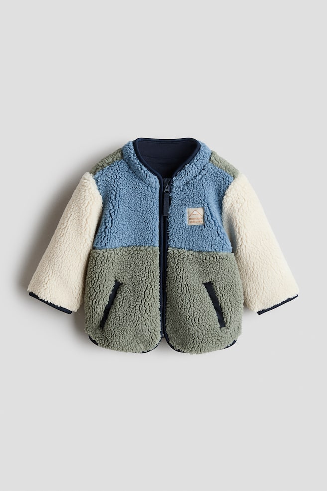 Teddy Fleece Jacket - Dusty blue/color block/Light beige - 1