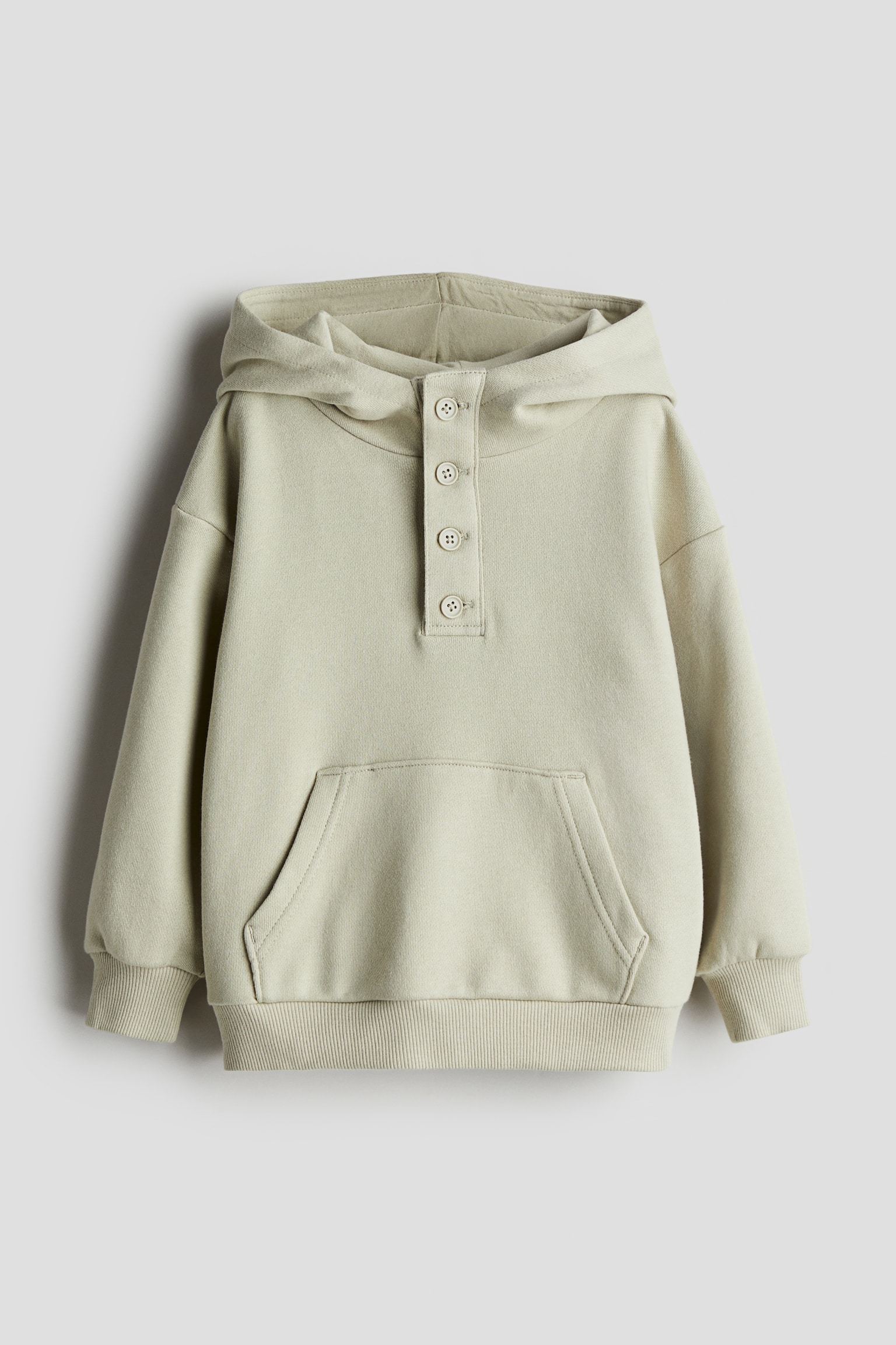 Button-top hoodie - Light beige - 1