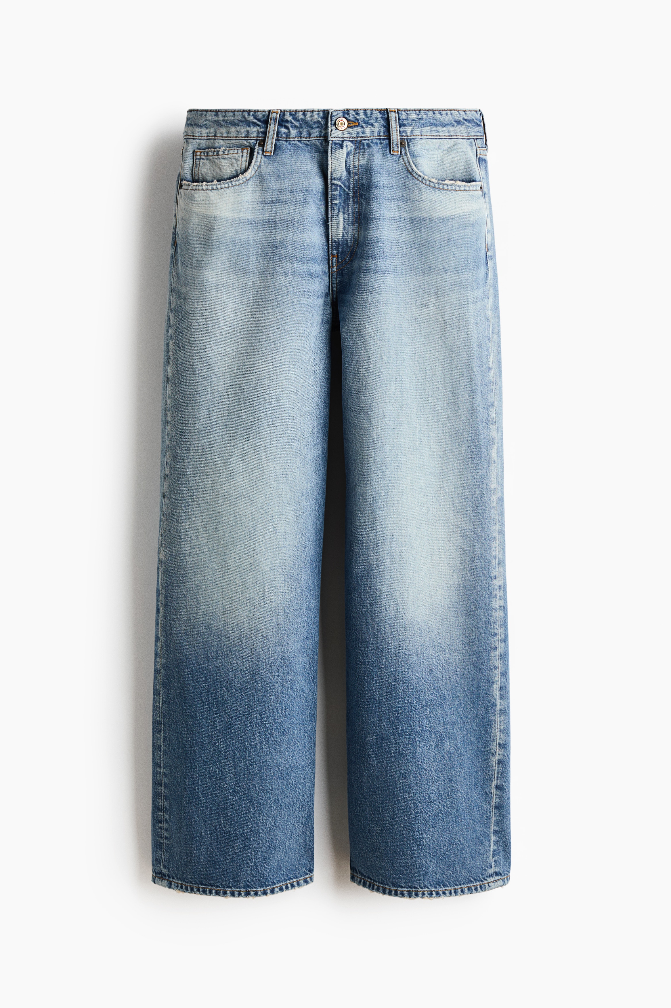 Baggy Regular Waist Jeans - Bleu denim