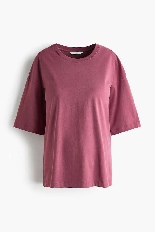 MAMA Loose-Fit T-Shirt - Dark pink/White - 1