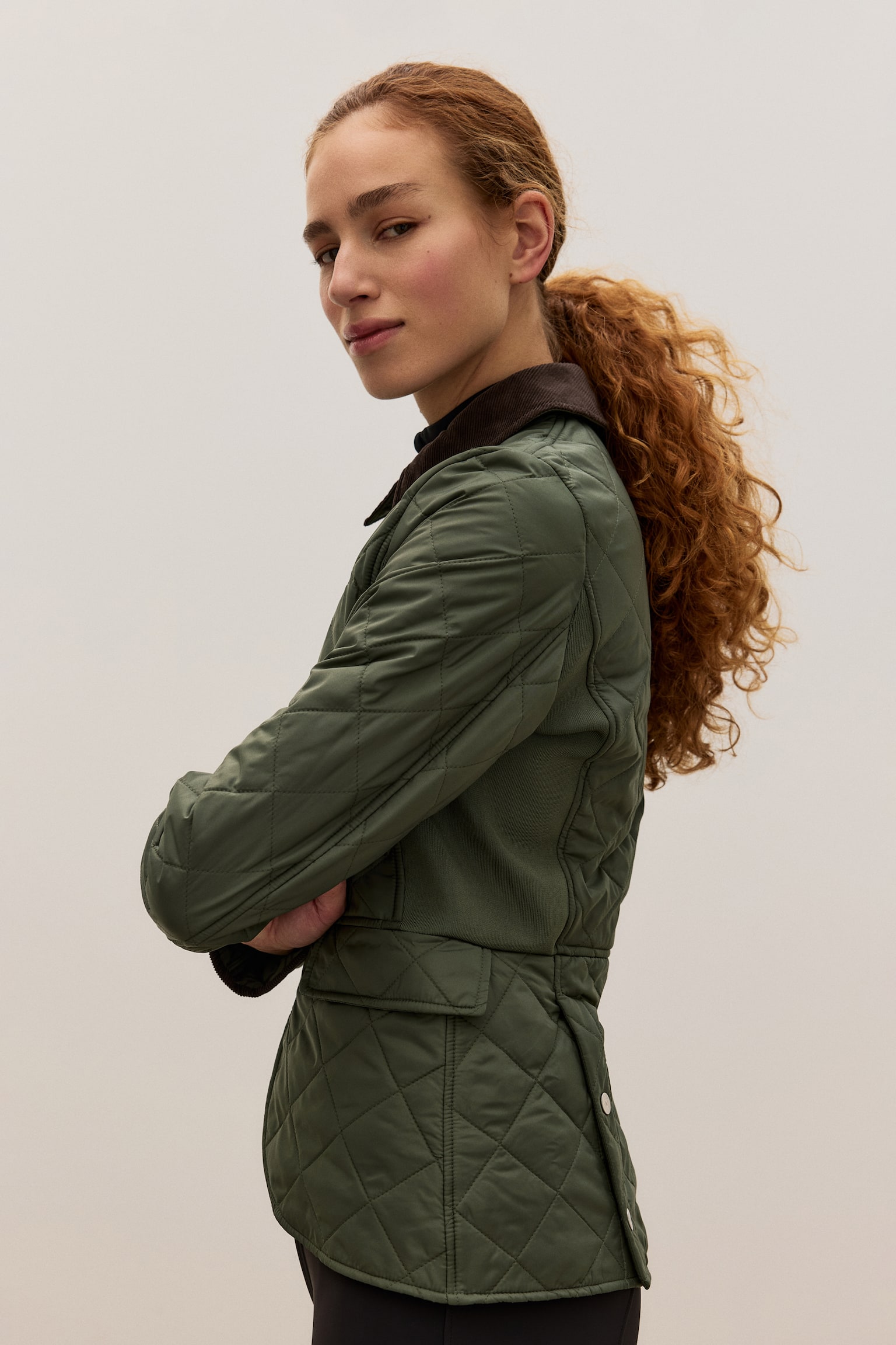 Lightly padded stable jacket - Khaki green - 3