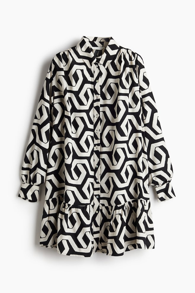Vestido camisero oversize - Negro/Estampado - 1