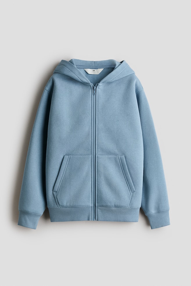 Hoodiejacke mit angerauter Innenseite - Dunkles Mattblau/Schwarz/Hellgrau/Helles Khakigrün - 1