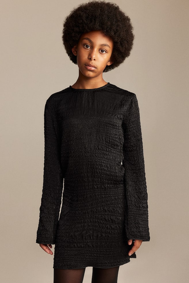 Textured-weave dress - Black - 2