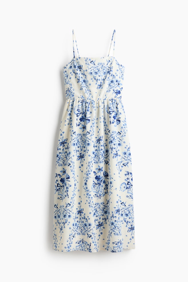 Strappy Midi Dress - White/floral/Cream/floral/White/peaches - 1