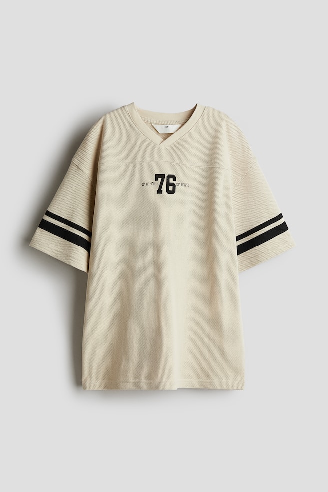 Loose-fit hockey shirt - Light beige/76 - 1
