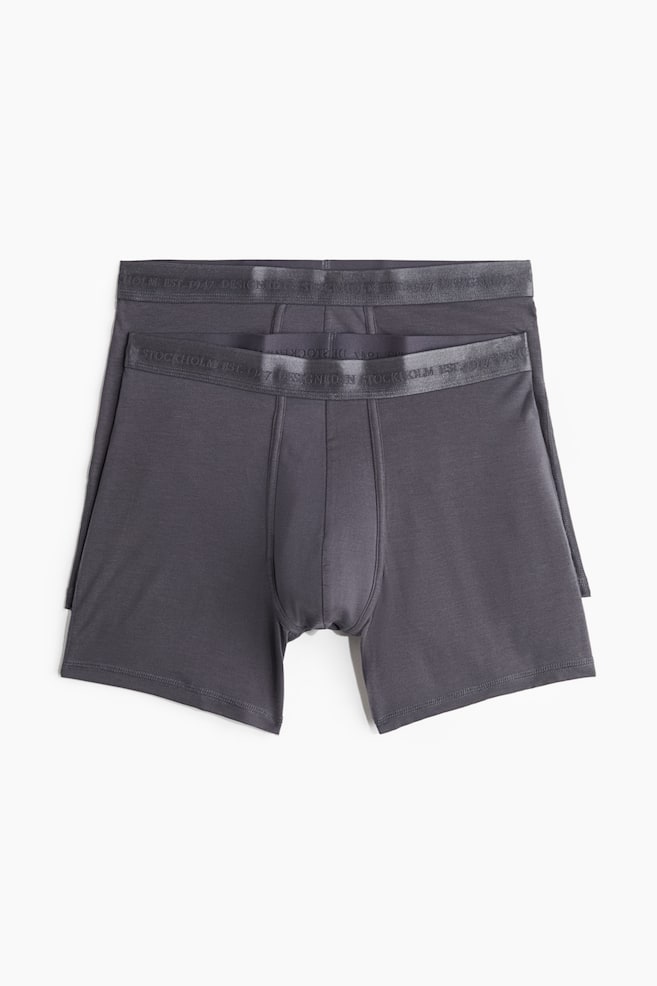 2-Pack Mid-Length Boxer Briefs with Lycra® - Dark gray/Black/Khaki green/Burgundy - 1