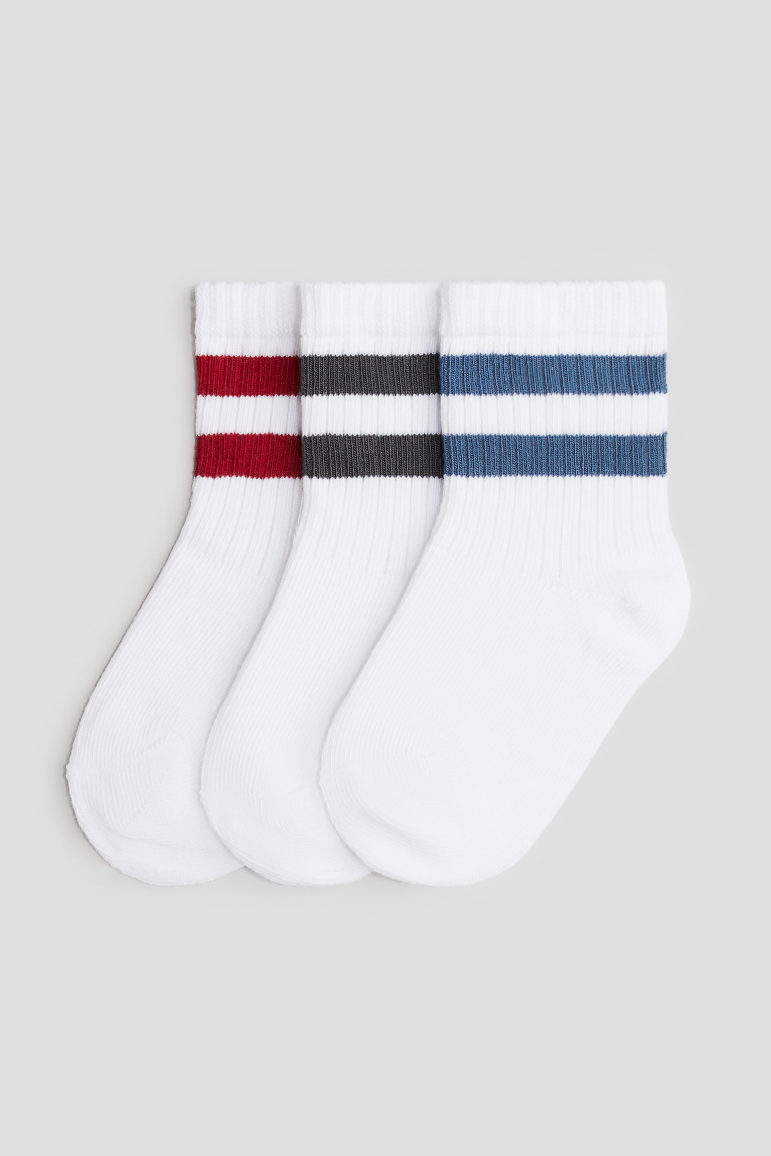 3-pack socks - White/Striped - 1