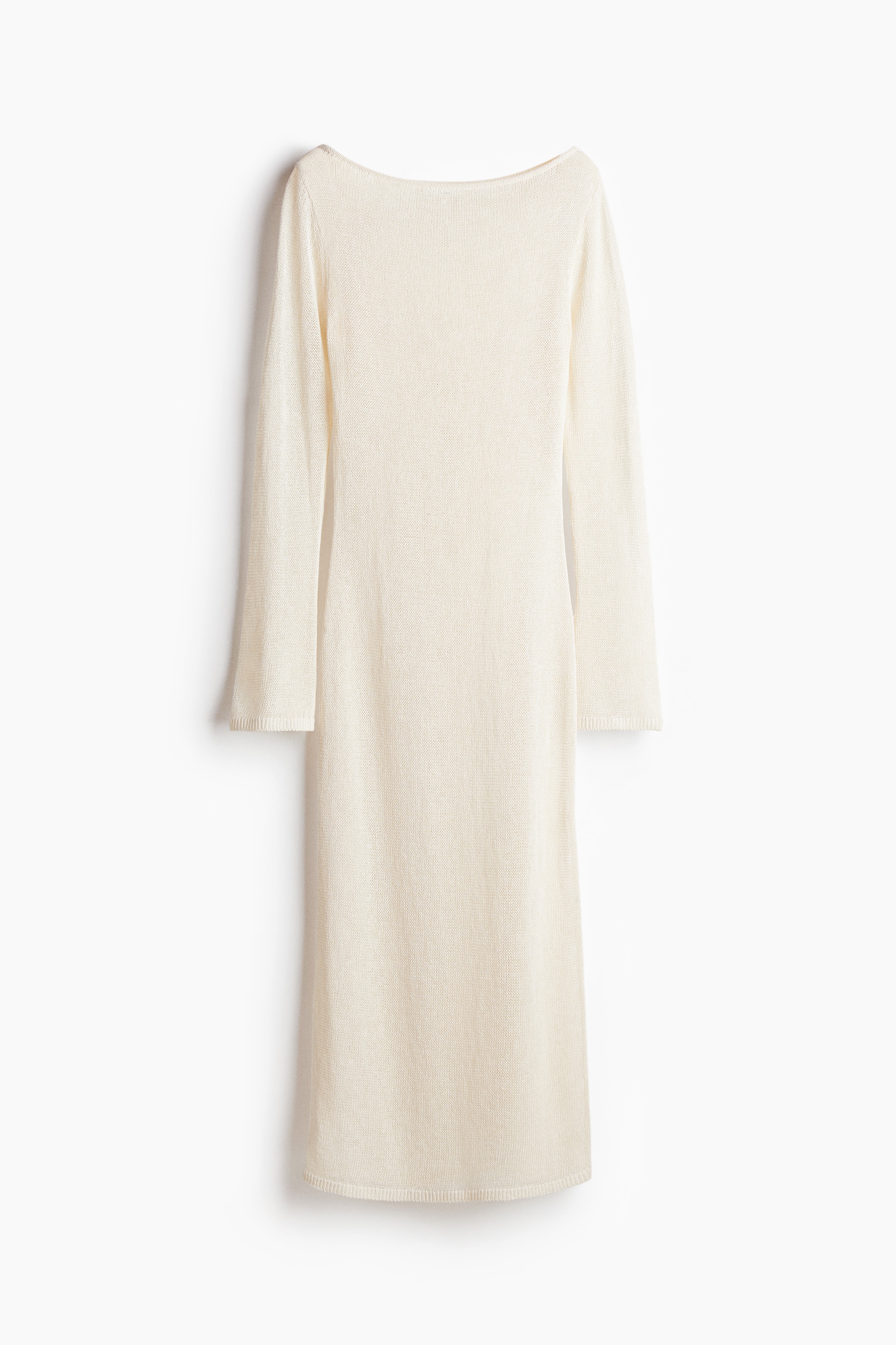 Jurk van gebreide zijdemix - Roomwit/Donkerbruin