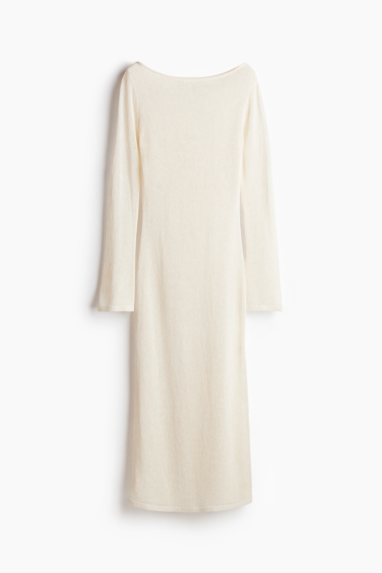 Women's Cream Knitted silk-blend dress | H&M IE