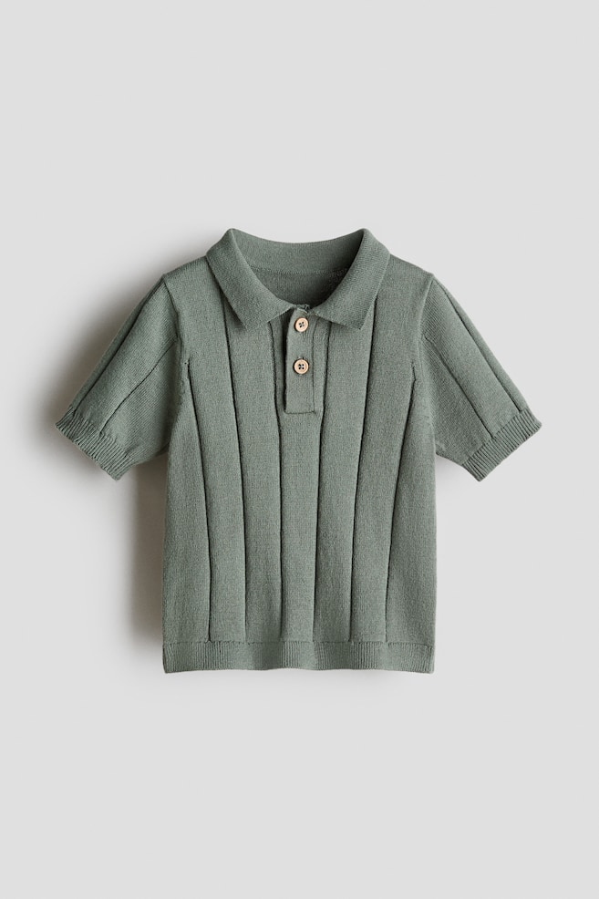 Knit Polo Shirt - Khaki green/Light green/Light blue/Cream/Light blue - 1