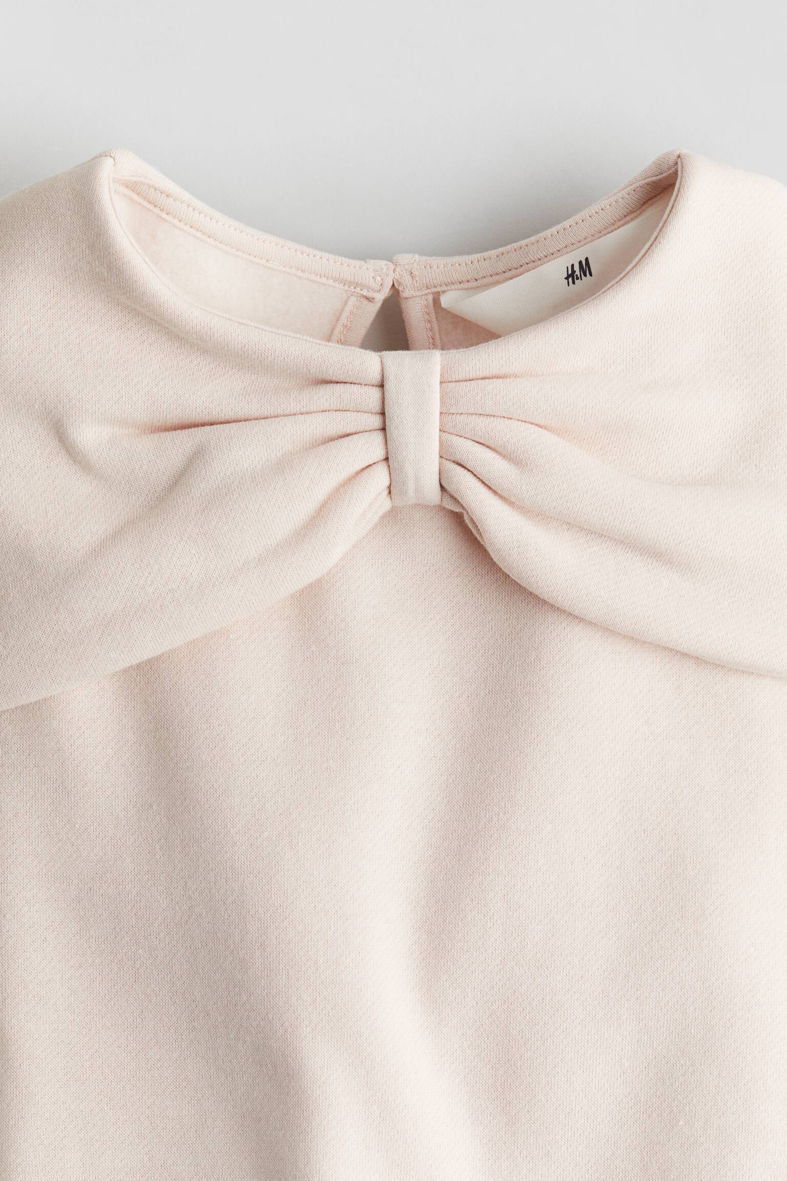 Bow-collared sweatshirt - Light dusty pink/Dark red - 2