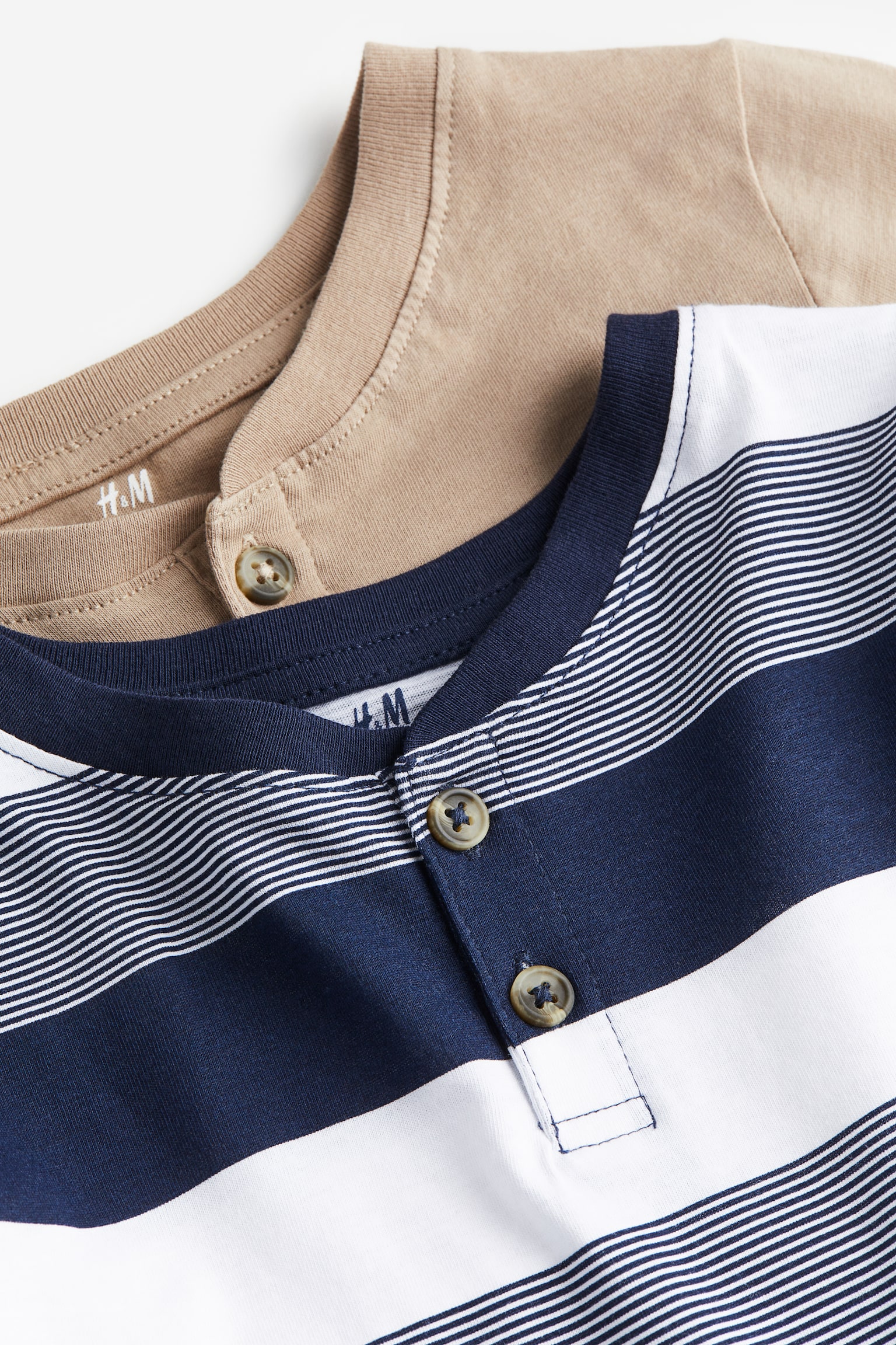 2-pack Henley Tops - Dark blue/Stripe - 2
