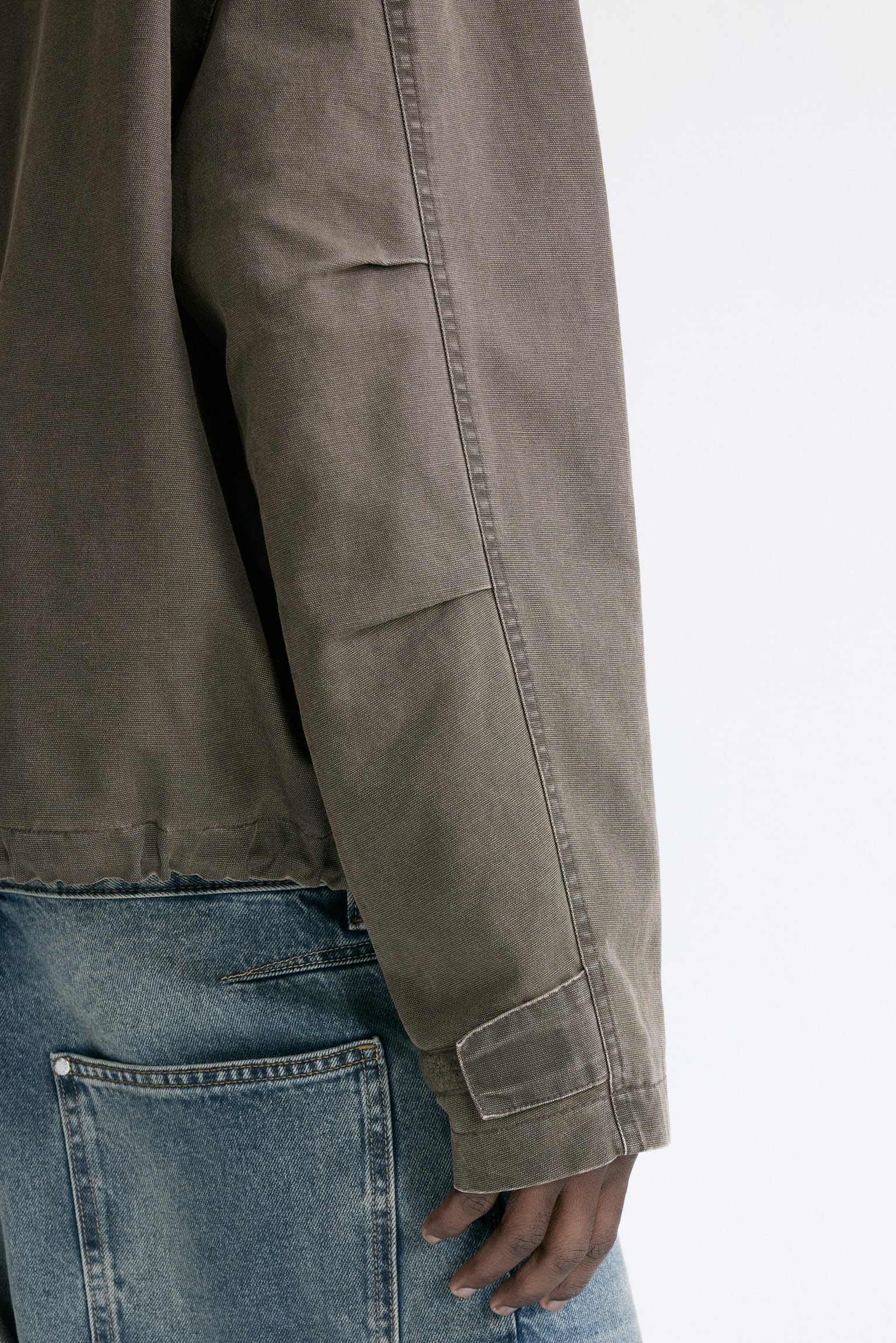 スタンドカラージャケット - ダークカーキグリーン - 6