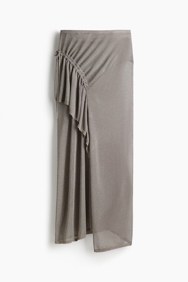 Asymmetric Knit Skirt - Taupe - 1