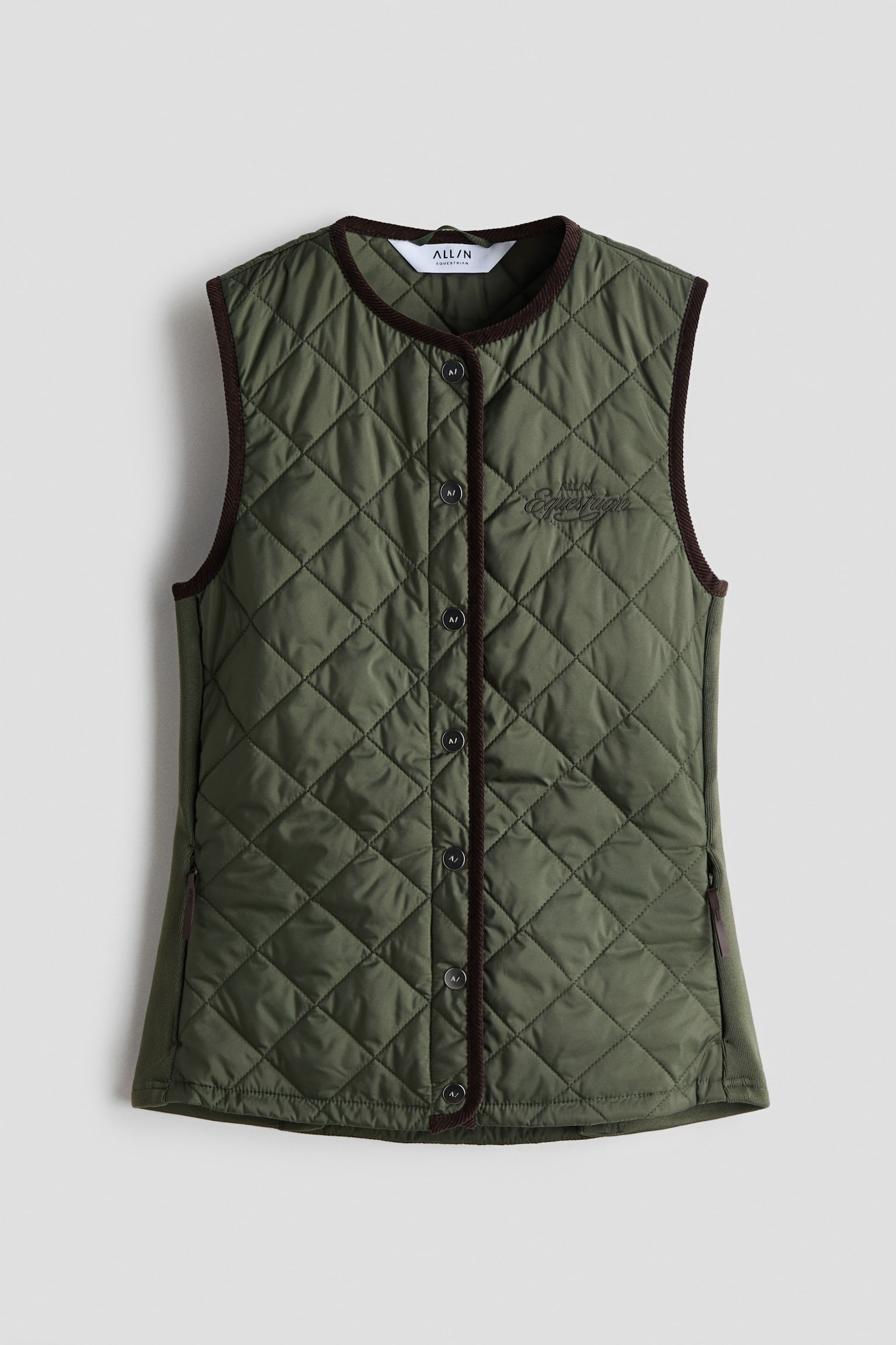 Slim Fit Padded riding gilet - Khaki green - 1
