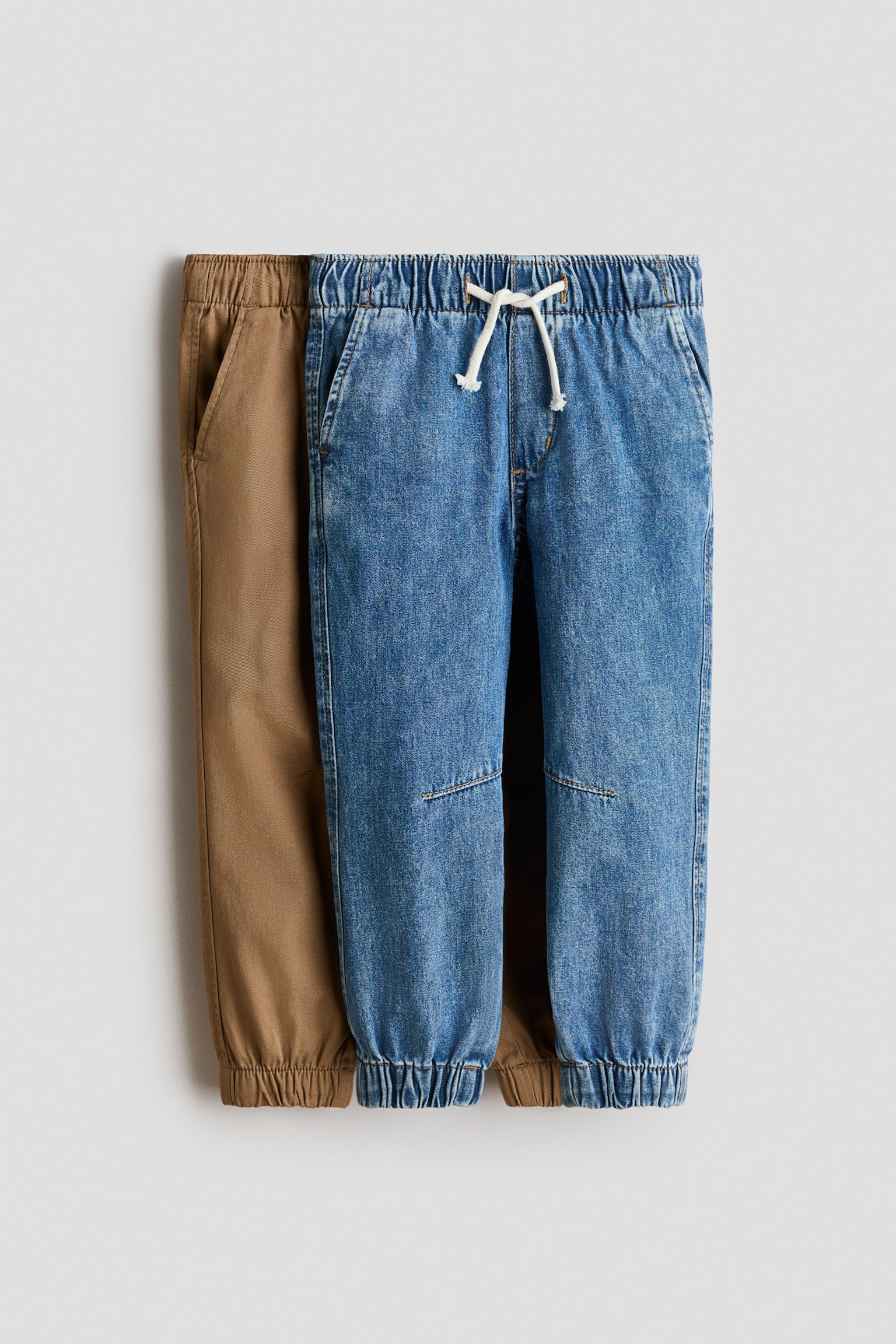 Dva para mekih pamučnih pantalona - Smeđa/teksas plava/Teksas plava/bež/Light denim blue/Navy blue