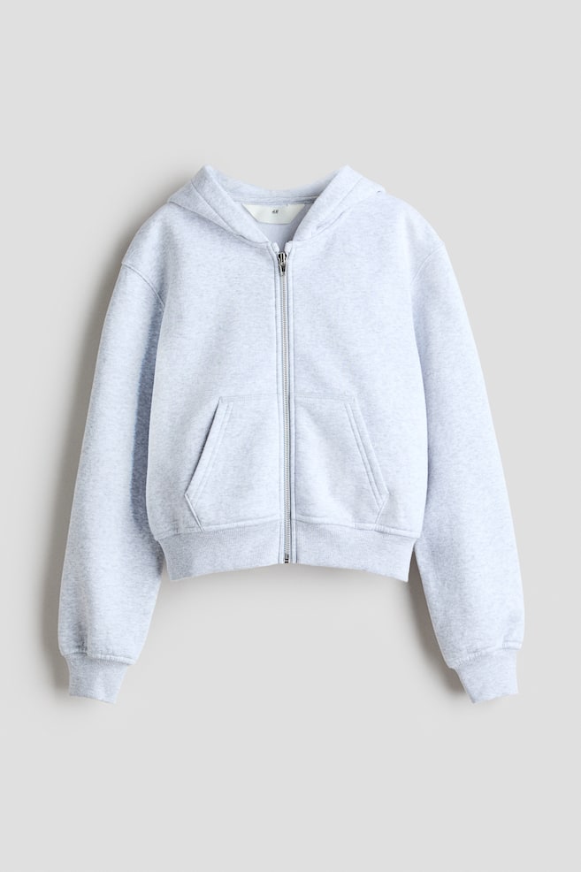 Brushed-Inside Hooded Jacket - Light gray melange/Black/Light dusty pink/White - 1