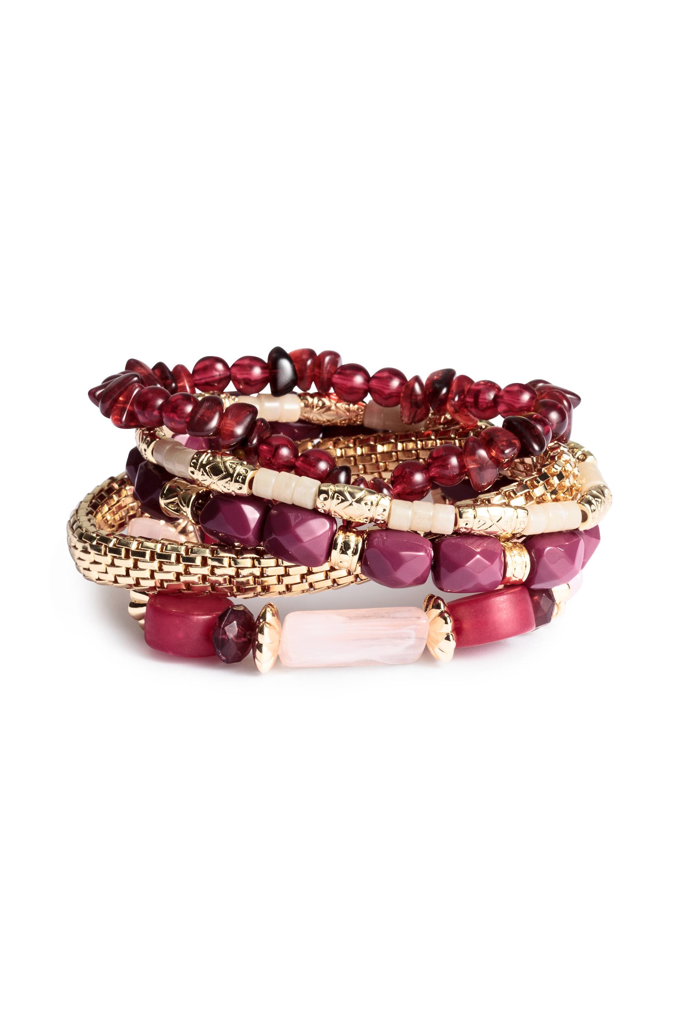 Ver imagem maior: Pulseiras elásticas, pack de 5 - Bordeaux - SENHORA | H&M PT 1