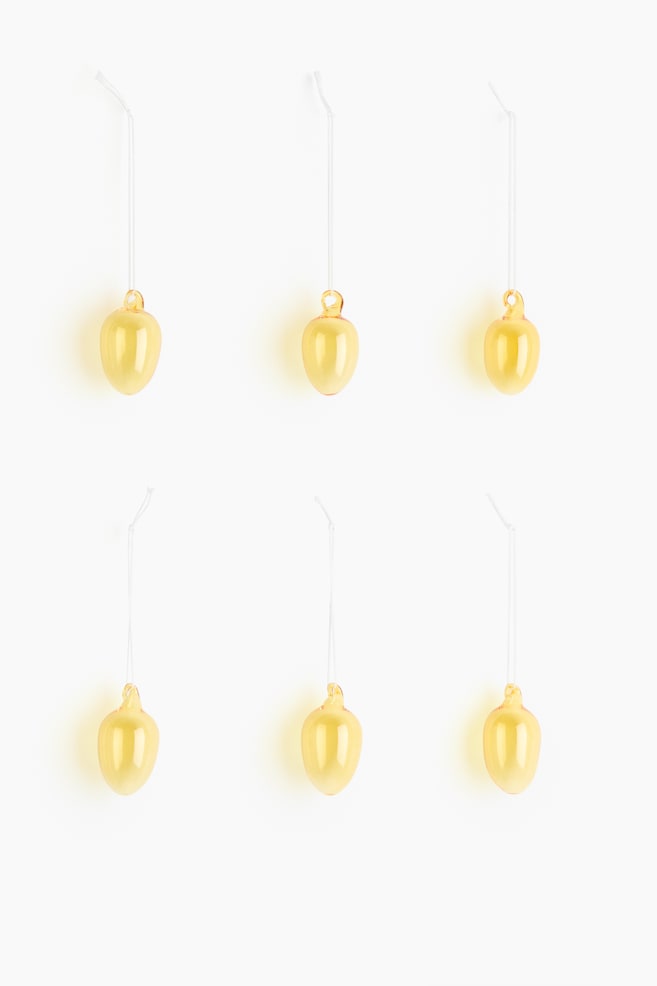 6-pack glass Easter decorations - Geel - 1