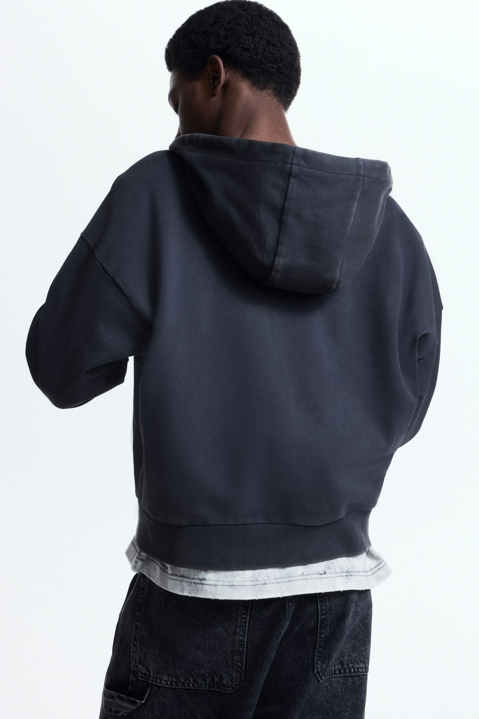 집업 후디 오버사이즈핏 - 다크 그레이/그레이 멜란지/다크 블루/라이트 그린/블랙/카키 그린/빈티지 블랙 - 7