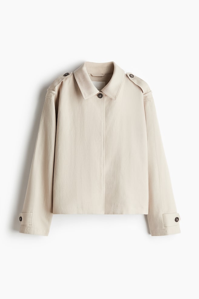 Chaqueta oversize en mezcla de lino - Beige claro - 1