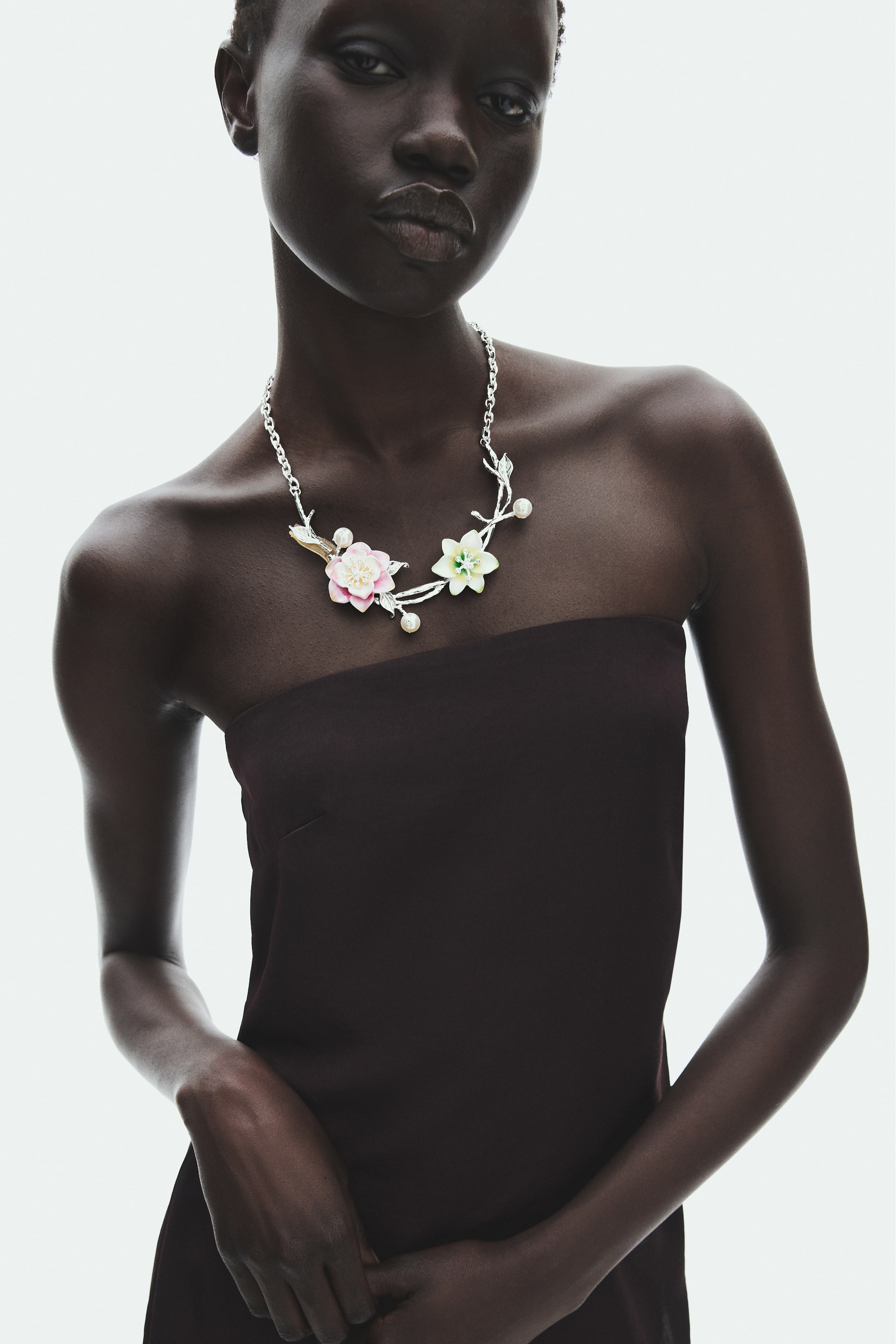 View larger image: Flower-detail necklace - Silver-coloured/Pink - Ladies | H&M 1
