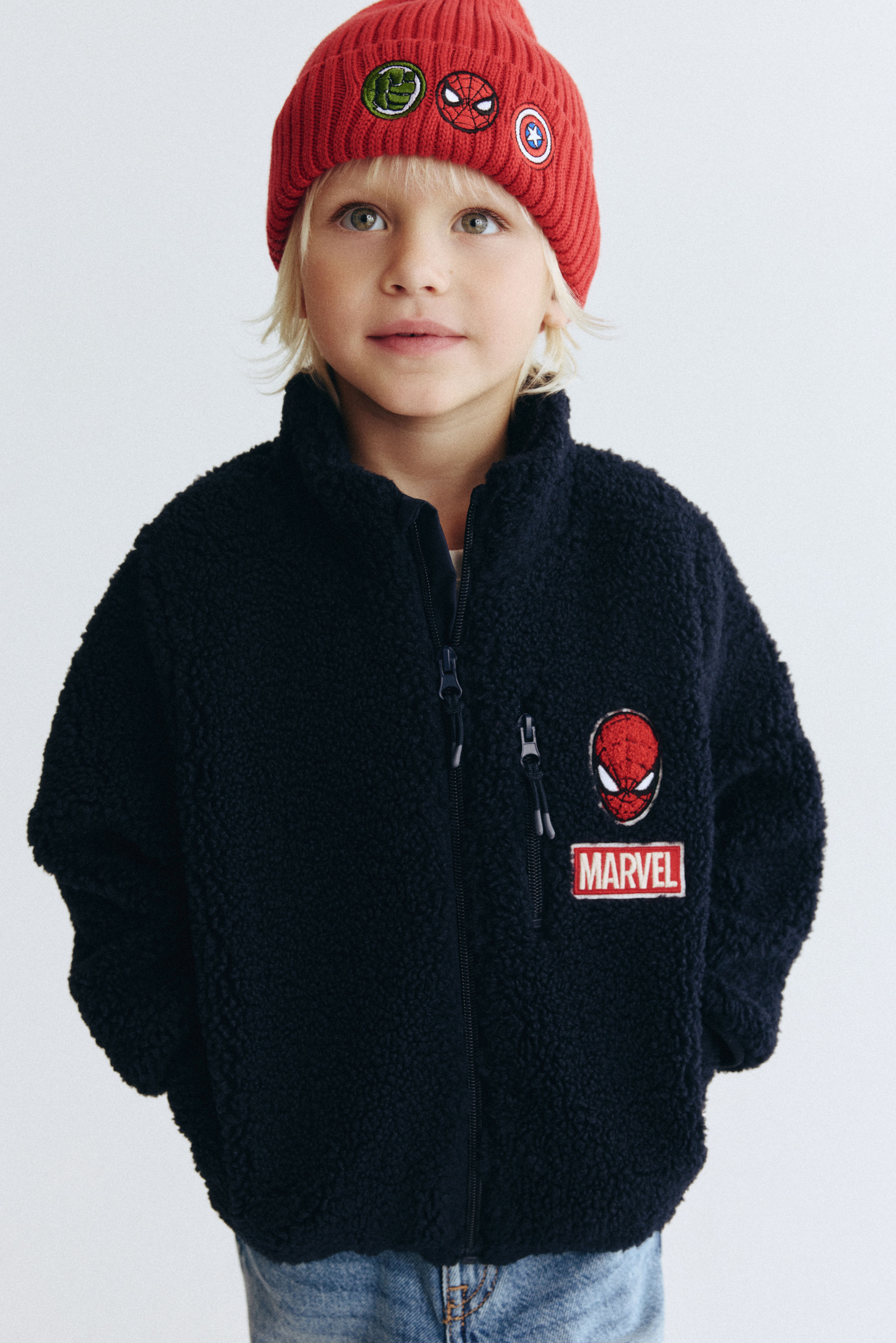 Appliquéd Teddy Fleece Jacket