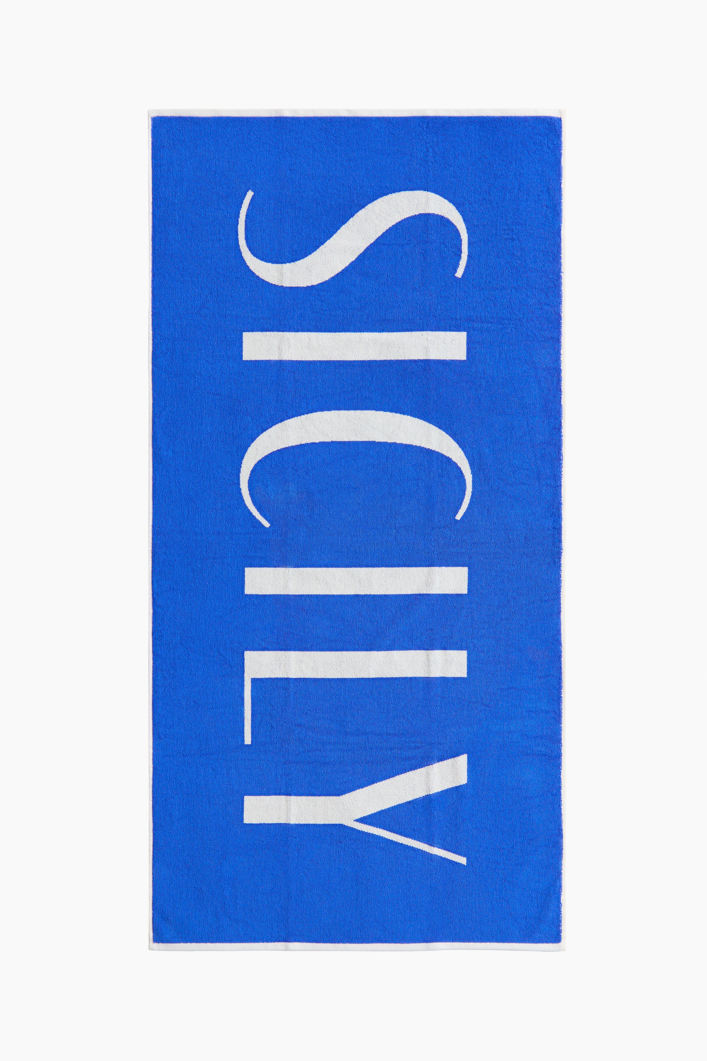 Blue/Sicily Cotton Beach Towel with Text Motif at H&M Home | H&M US