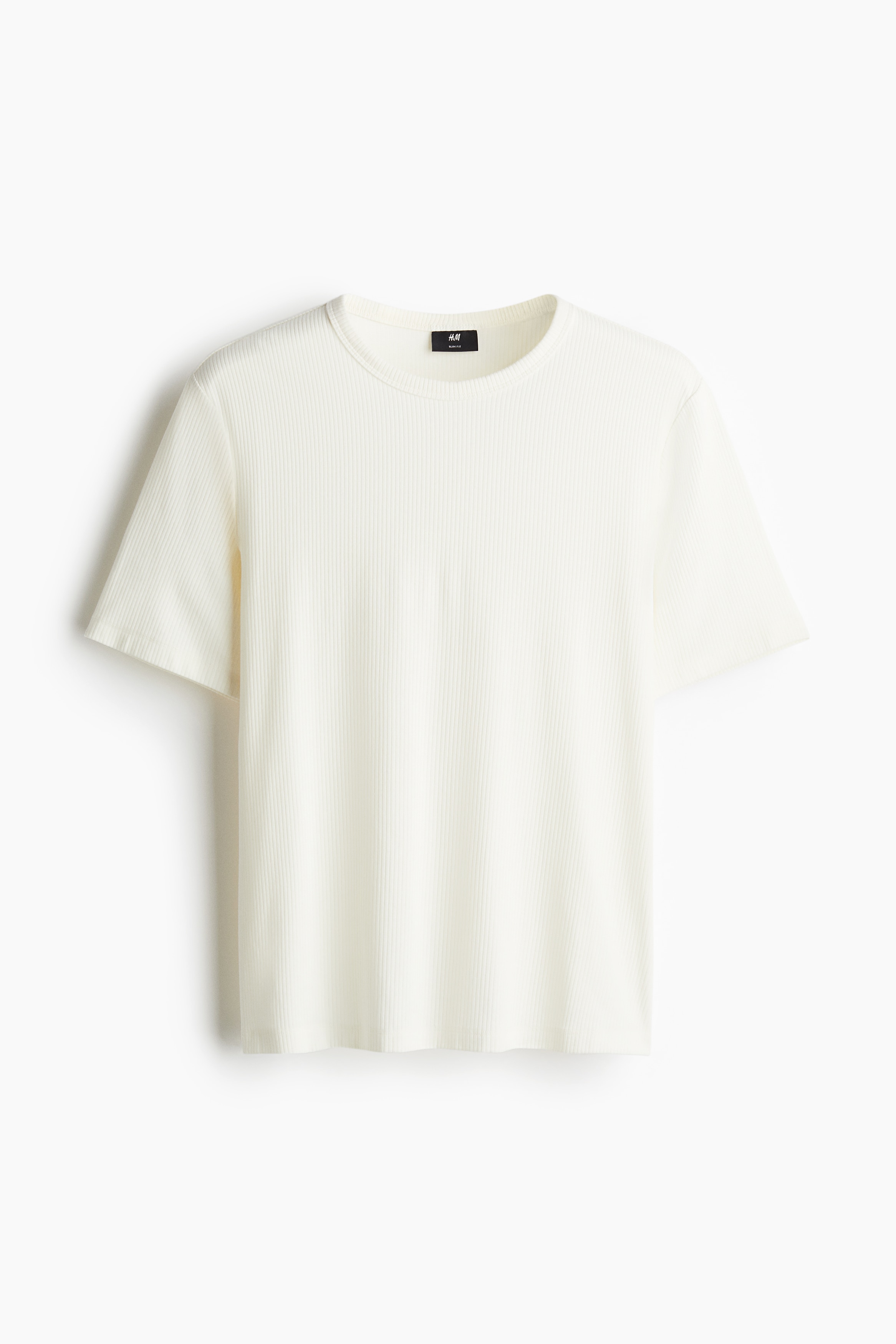 Slim-Fit Ribbed T-Shirt - White/Light beige/Dark beige/Black