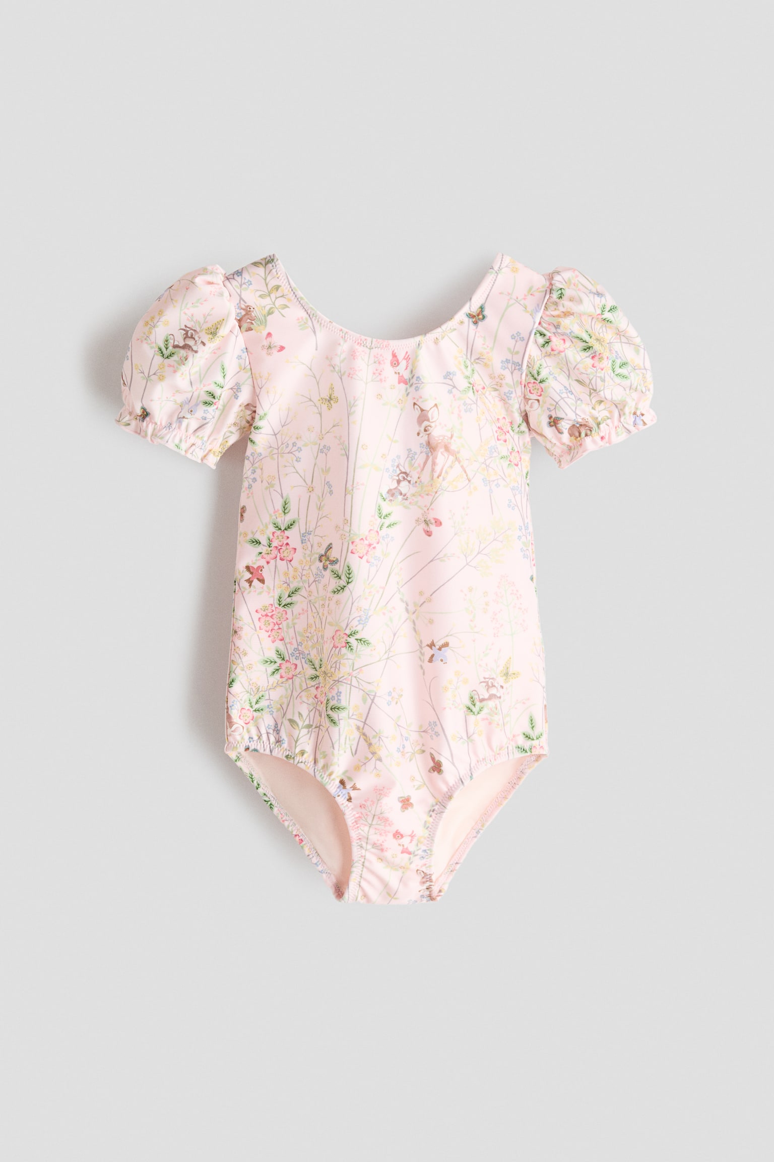 Kupaći kostim sa puf rukavima i dezenom - Svetloružičasta/Bambi