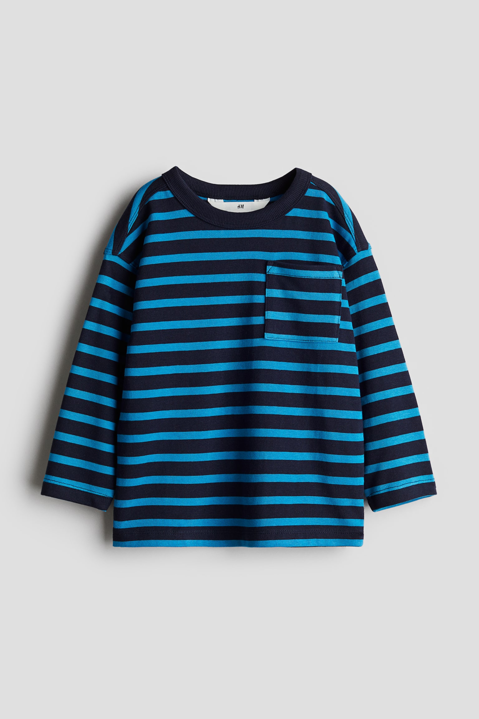 Long-sleeved T-shirt - Blue/Striped/Light grey/Brown striped/White/Black striped/Bright blue/Striped - 1