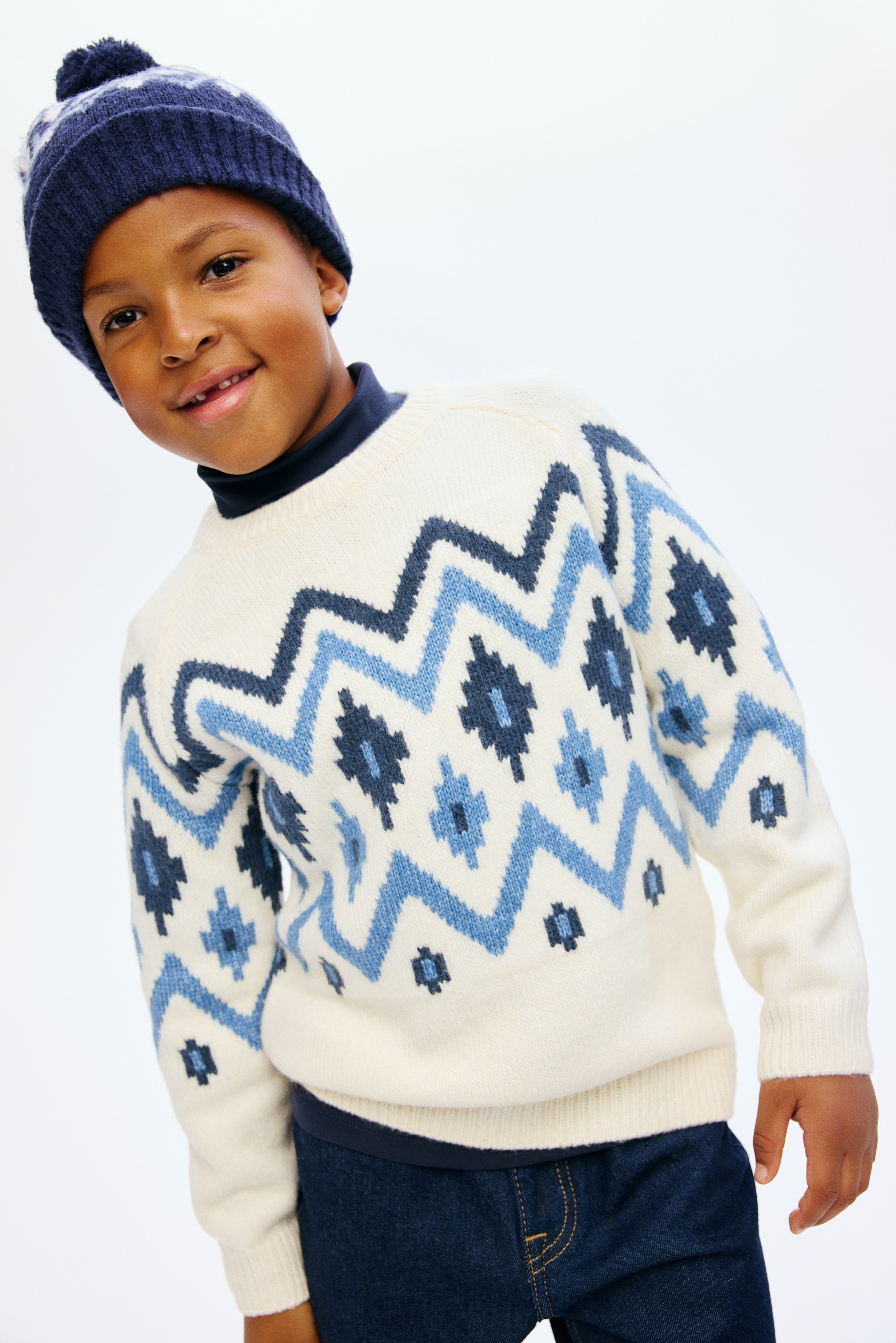 H & M - ジャカードニットセーター - ホワイト