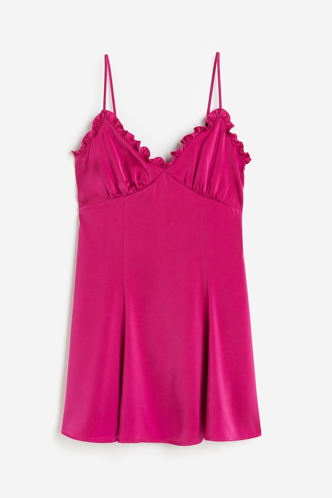 Minivestido con ribete de volante - Fucsia - 1
