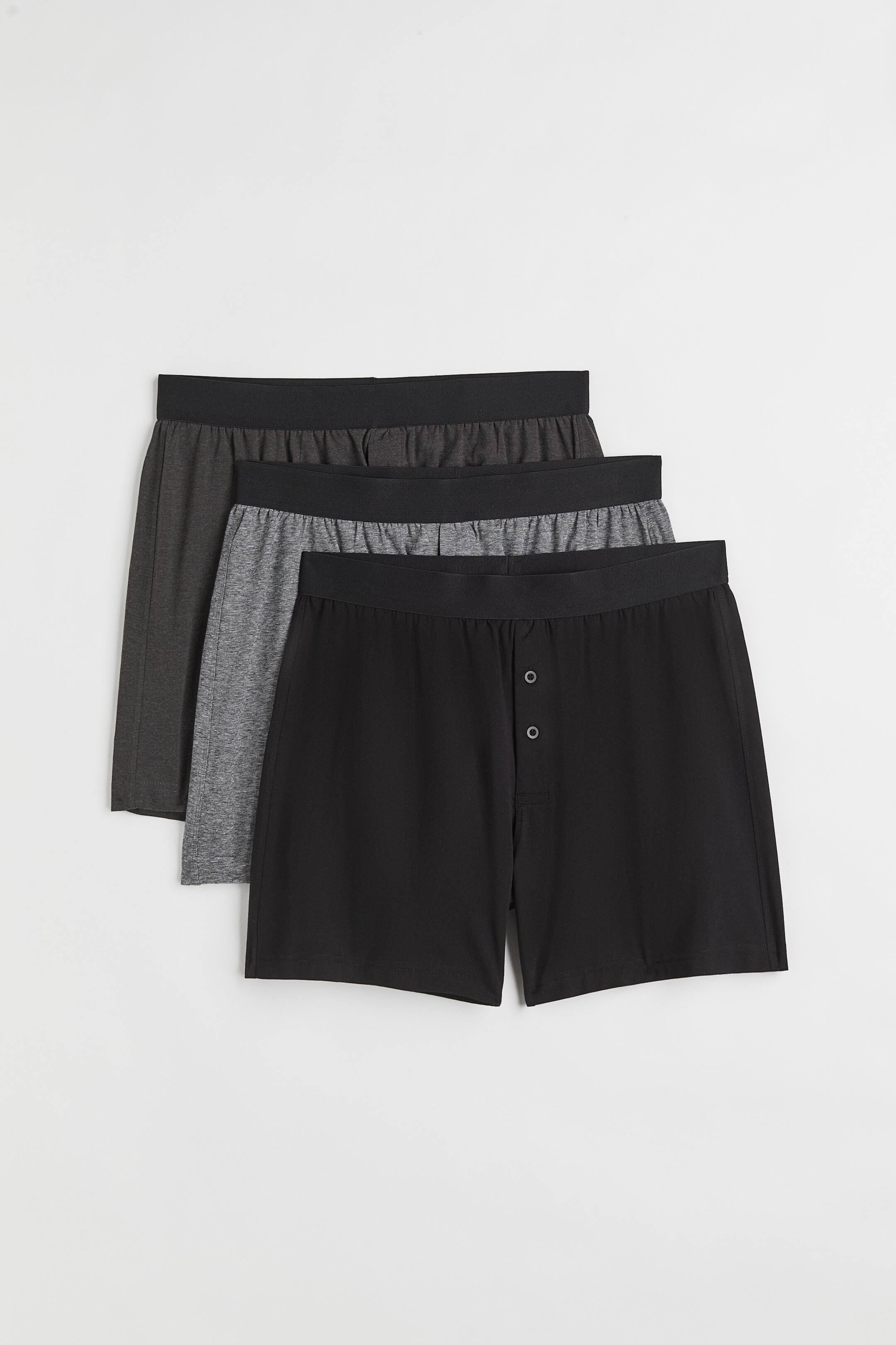 Xem ảnh lớn hơn: Bộ 3 quần lót boxer cotton jersey - Màu đen/Xám đậm - Men | H&M VN 1