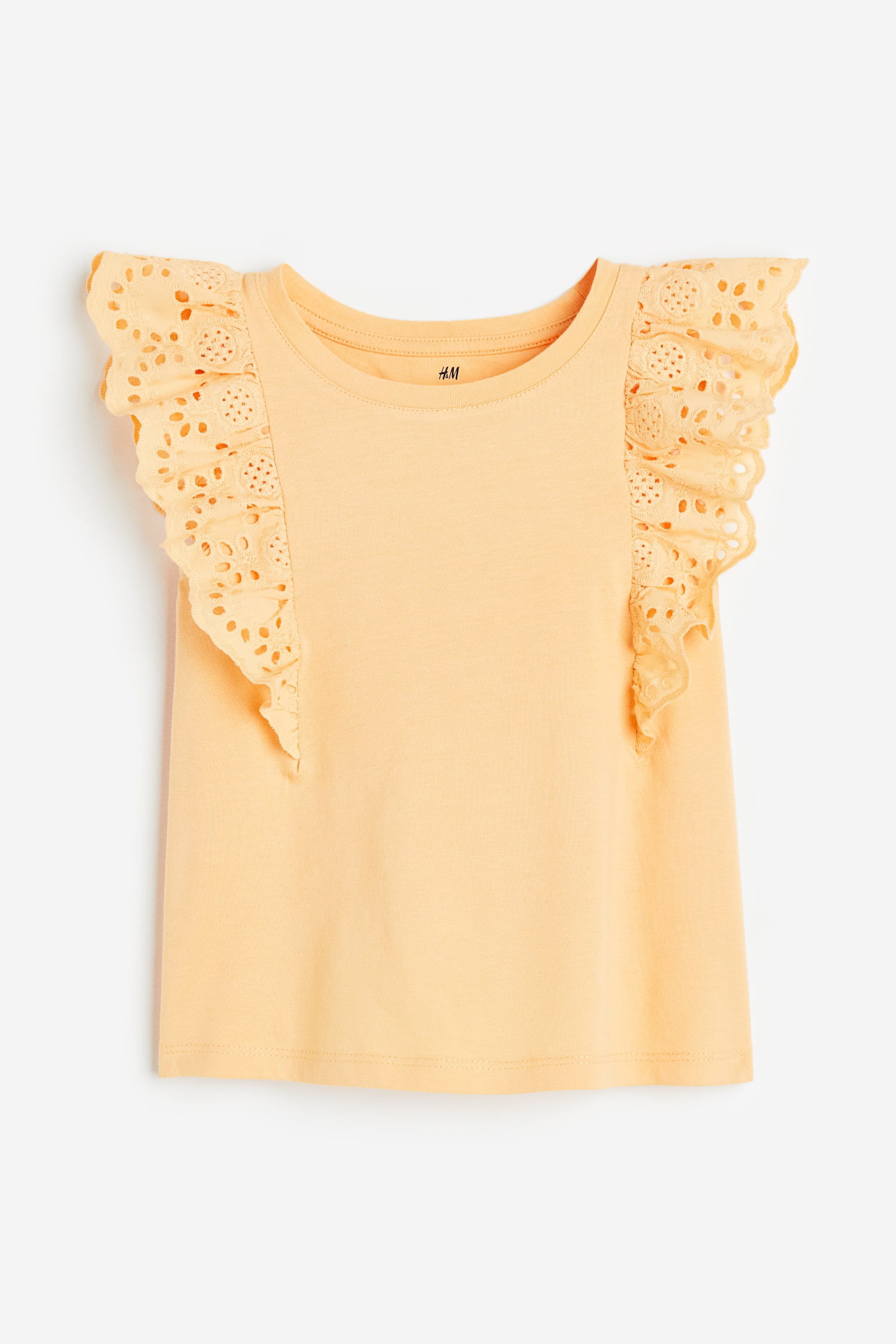 Broderie anglaise-detail top - Light orange - 1